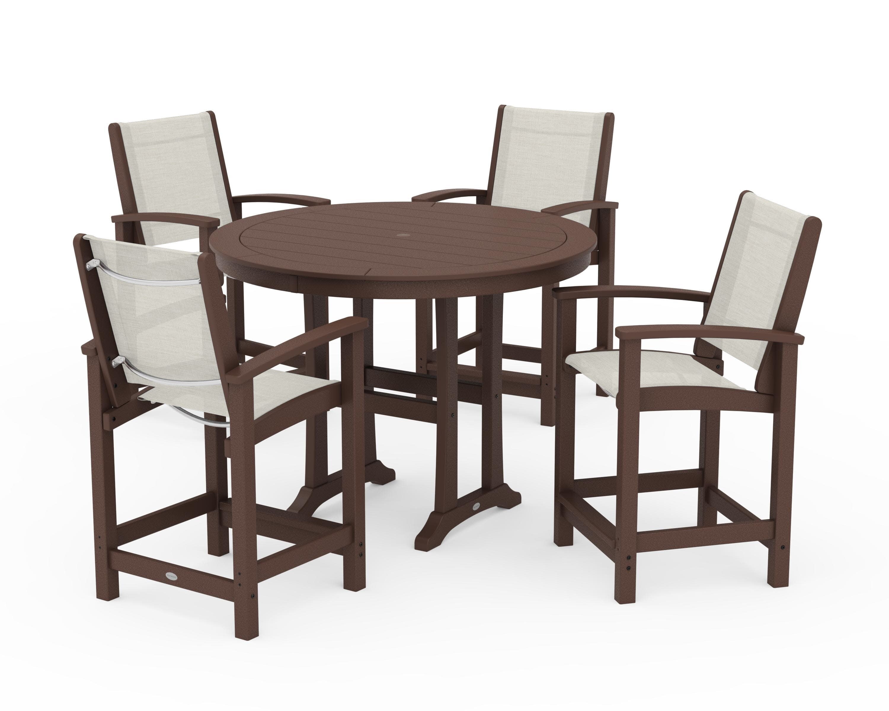 Coastal 5-Piece Counter Set in Mahogany / Parchment Sling