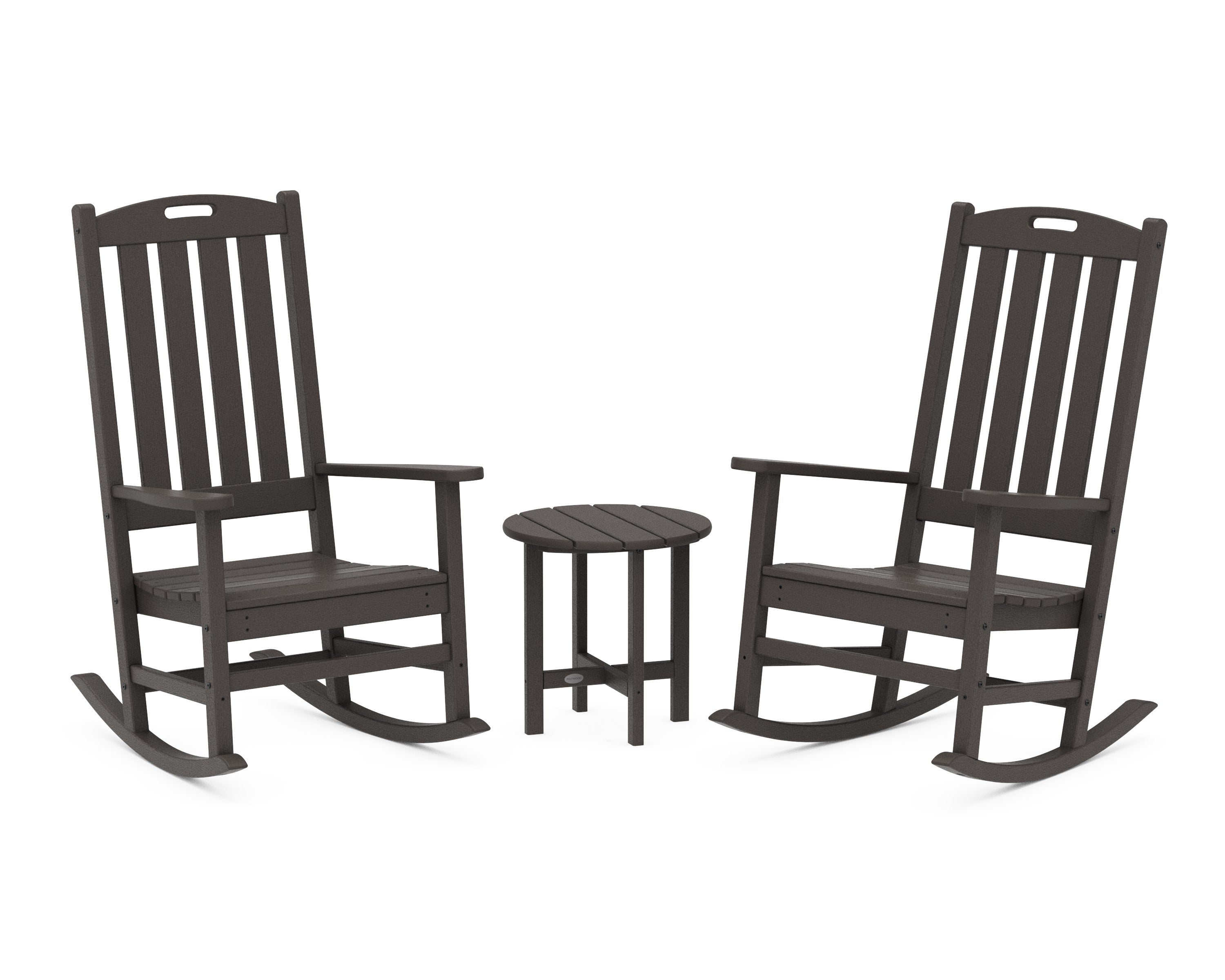 Nautical 3-Piece Porch Rocking Chair Set in Vintage Coffee