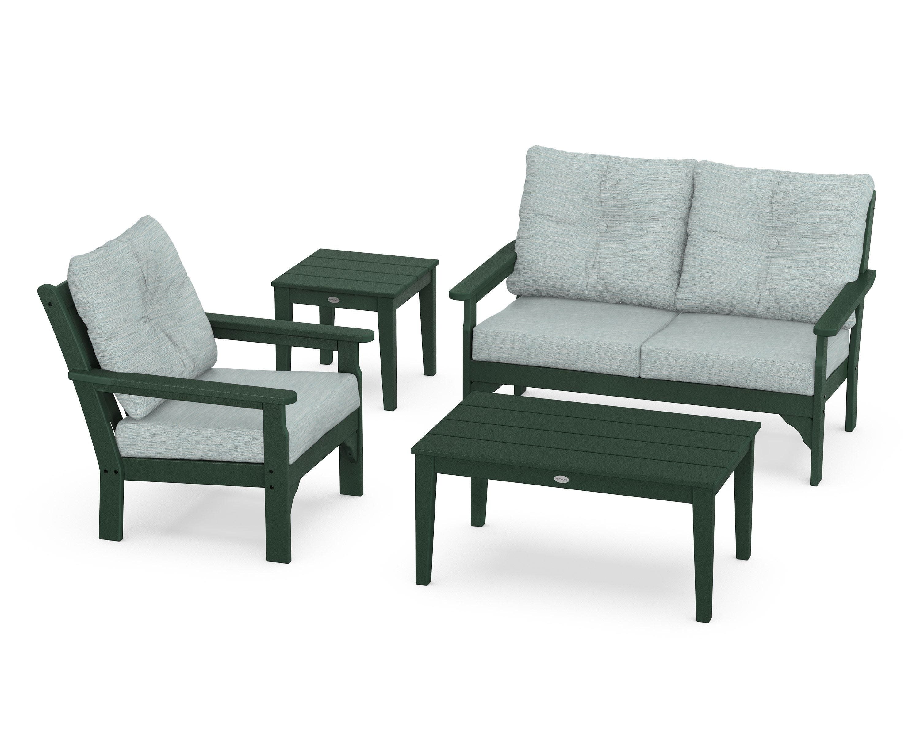 Vineyard 4-Piece Deep Seating Set in Green / Soothe Mist