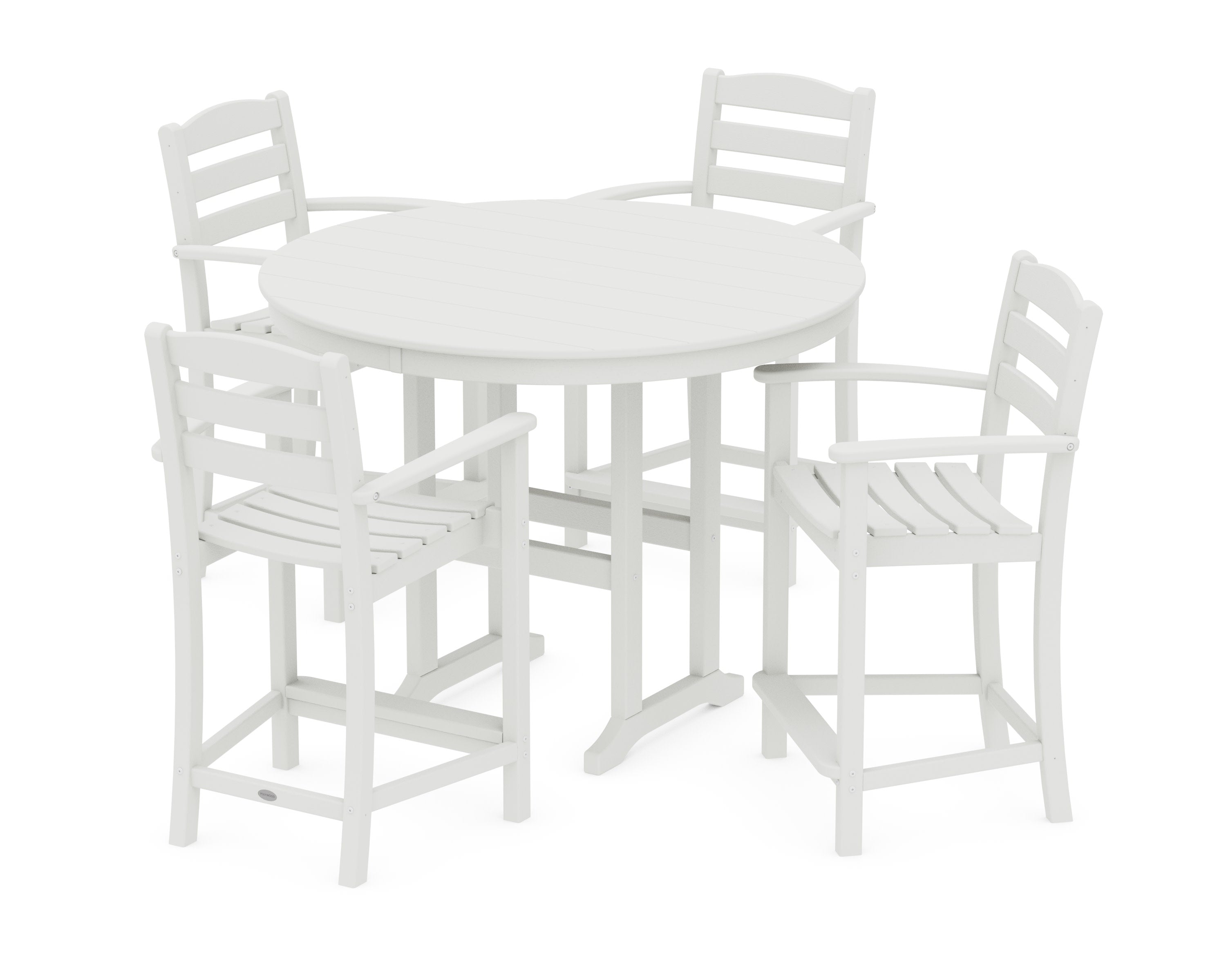 La Casa Caf 5-Piece Round Farmhouse Counter Set in Vintage White