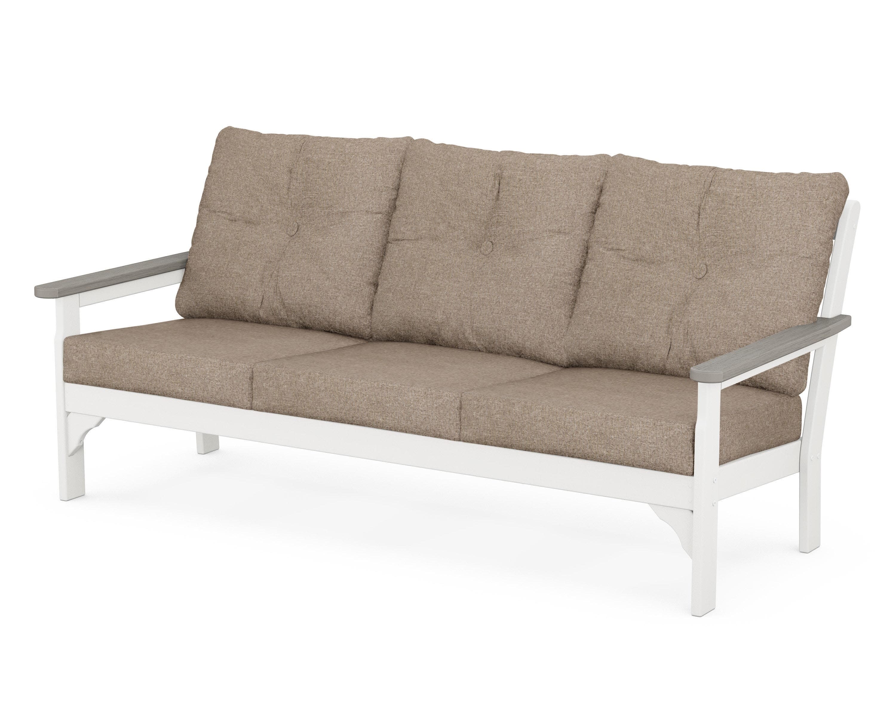 Vineyard Deep Seating Sofa in White / Driftwood / Spiced Burlap
