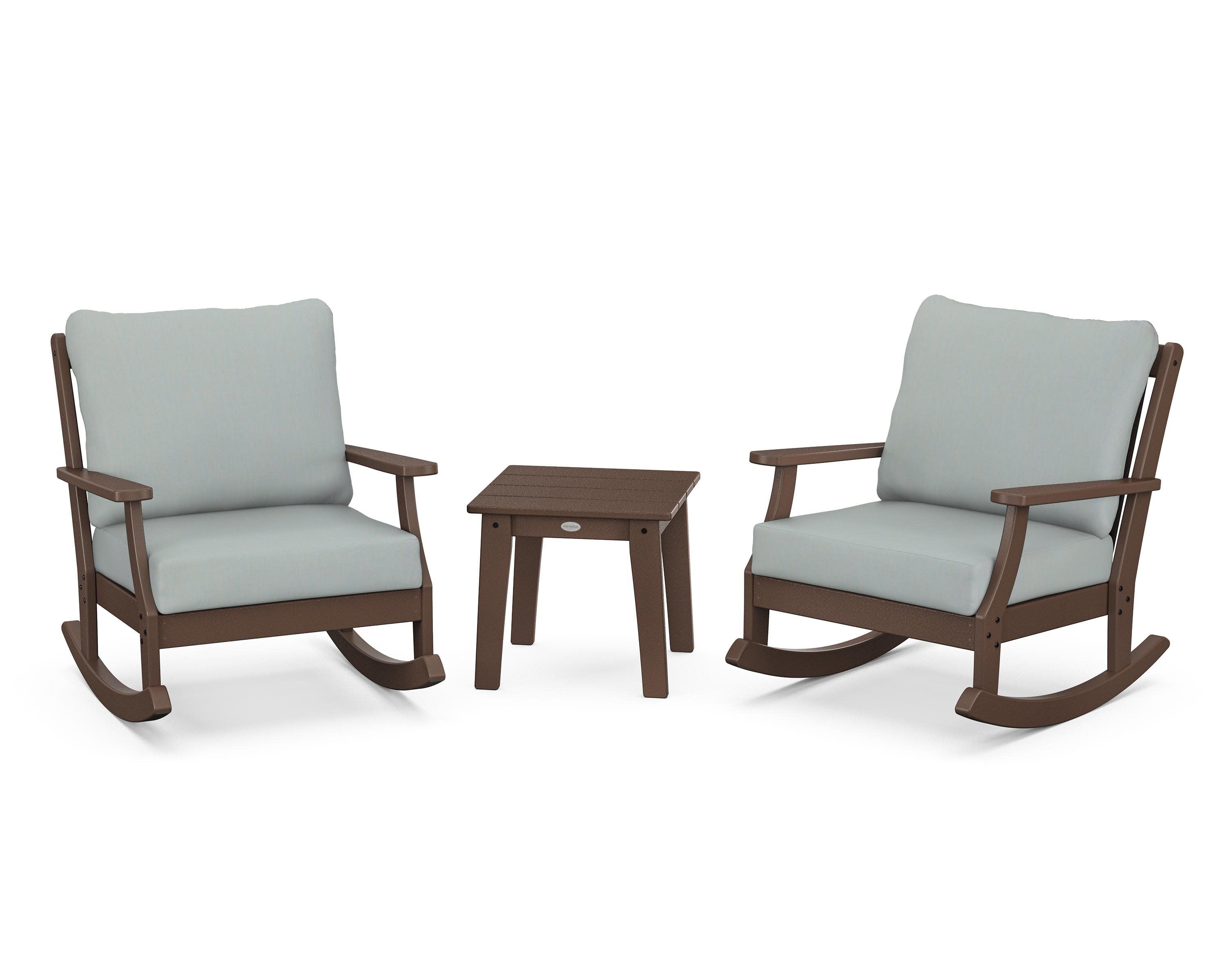 Braxton 3-Piece Deep Seating Rocker Set in Mahogany / Spa