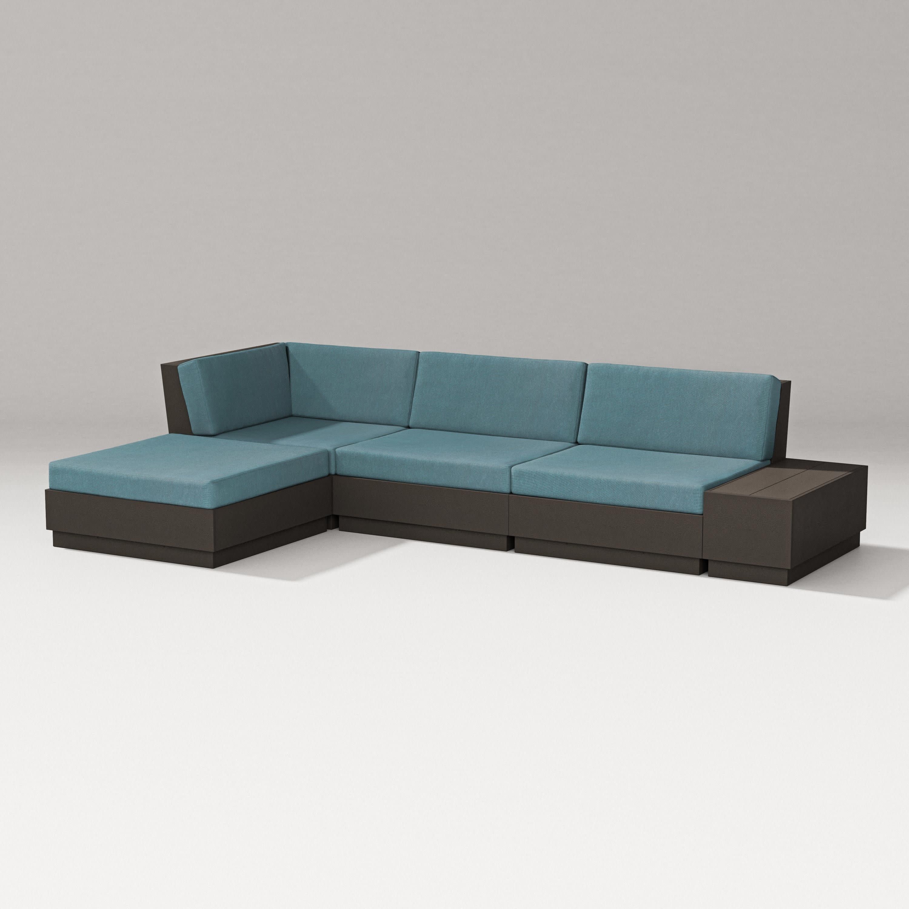 Elevate Chaise Sectional in Vintage Coffee / Ocean Teal