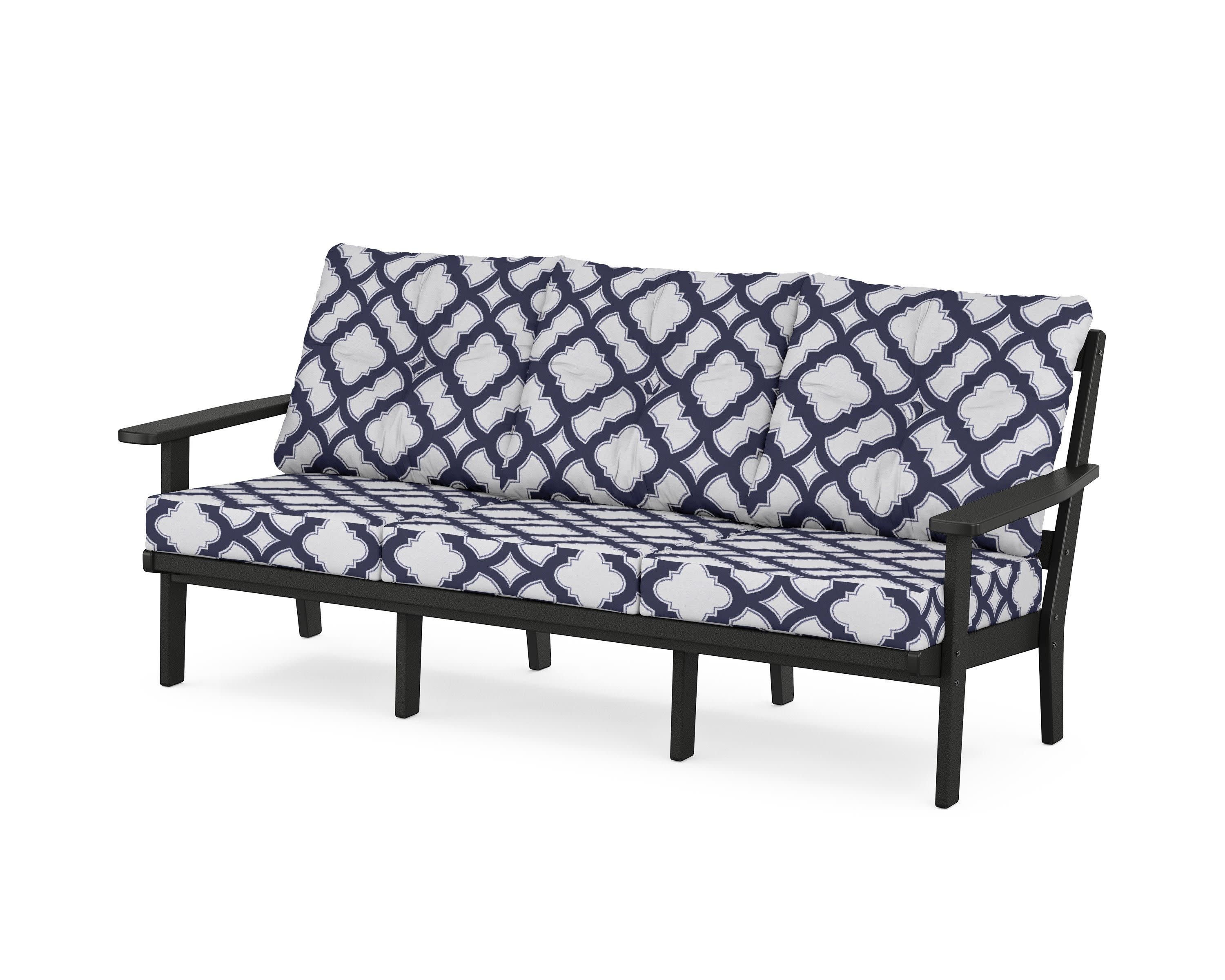 PrairieDeep Seating Sofa in Black / Trellis Navy