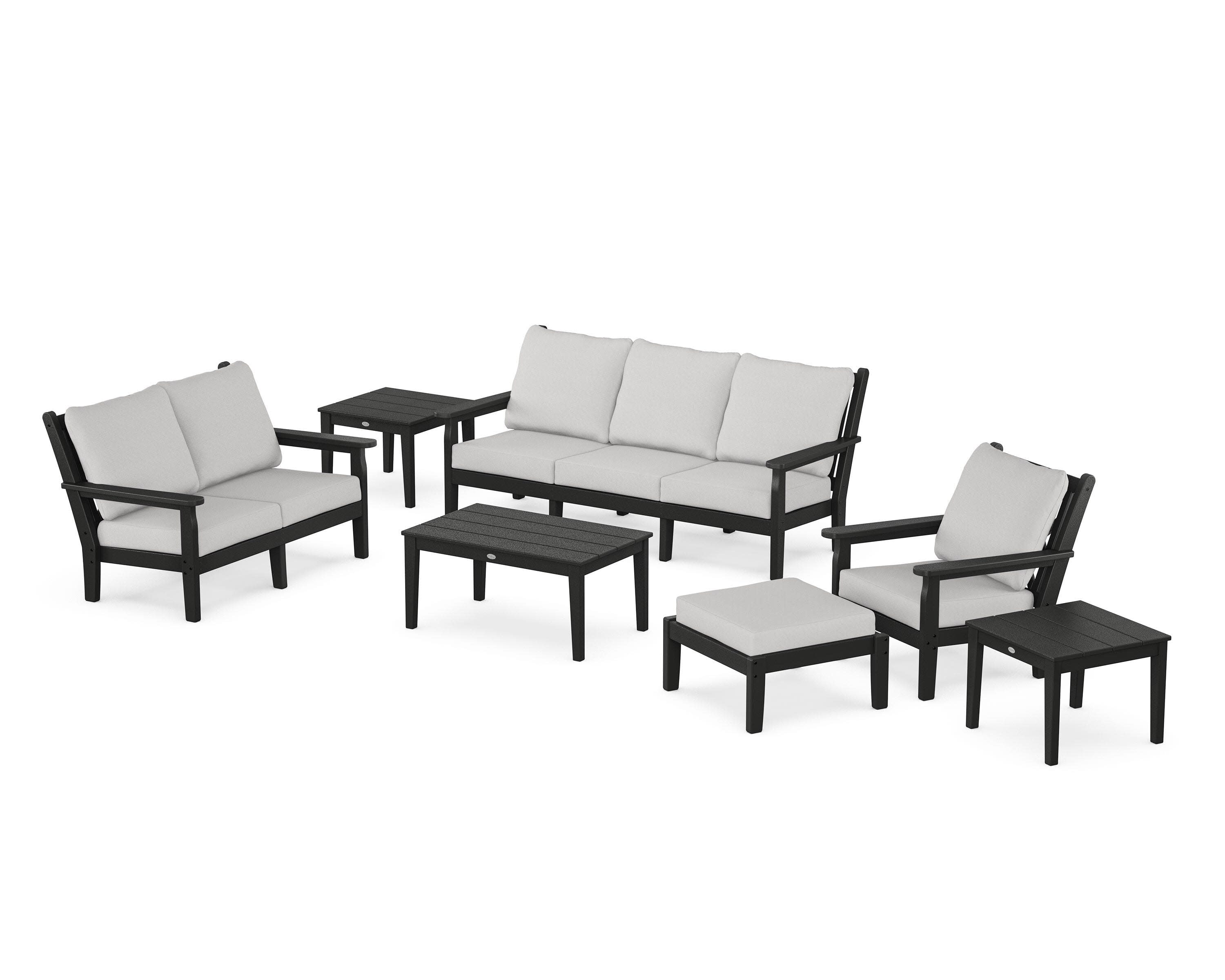 Chippendale 7-Piece Deep Seating Set in Black / Diamond in the Rough