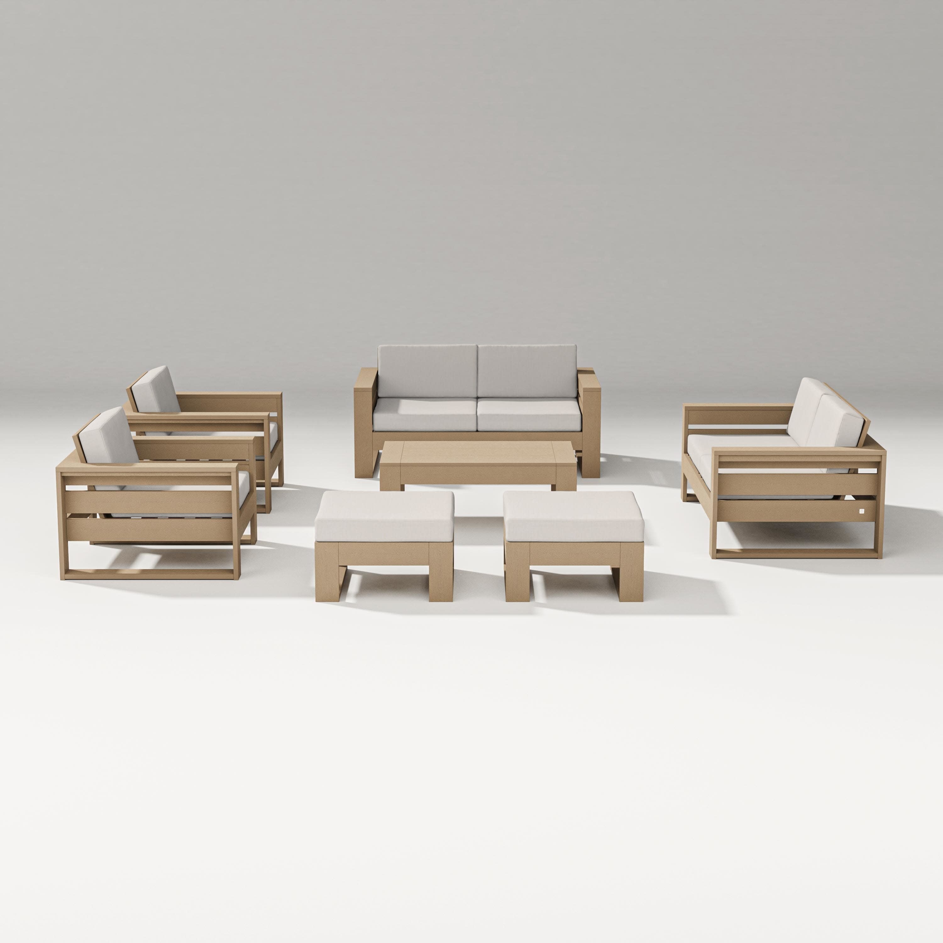 Latitude 7-Piece Lounge Loveseat Set in Vintage Sahara / Cast Ash