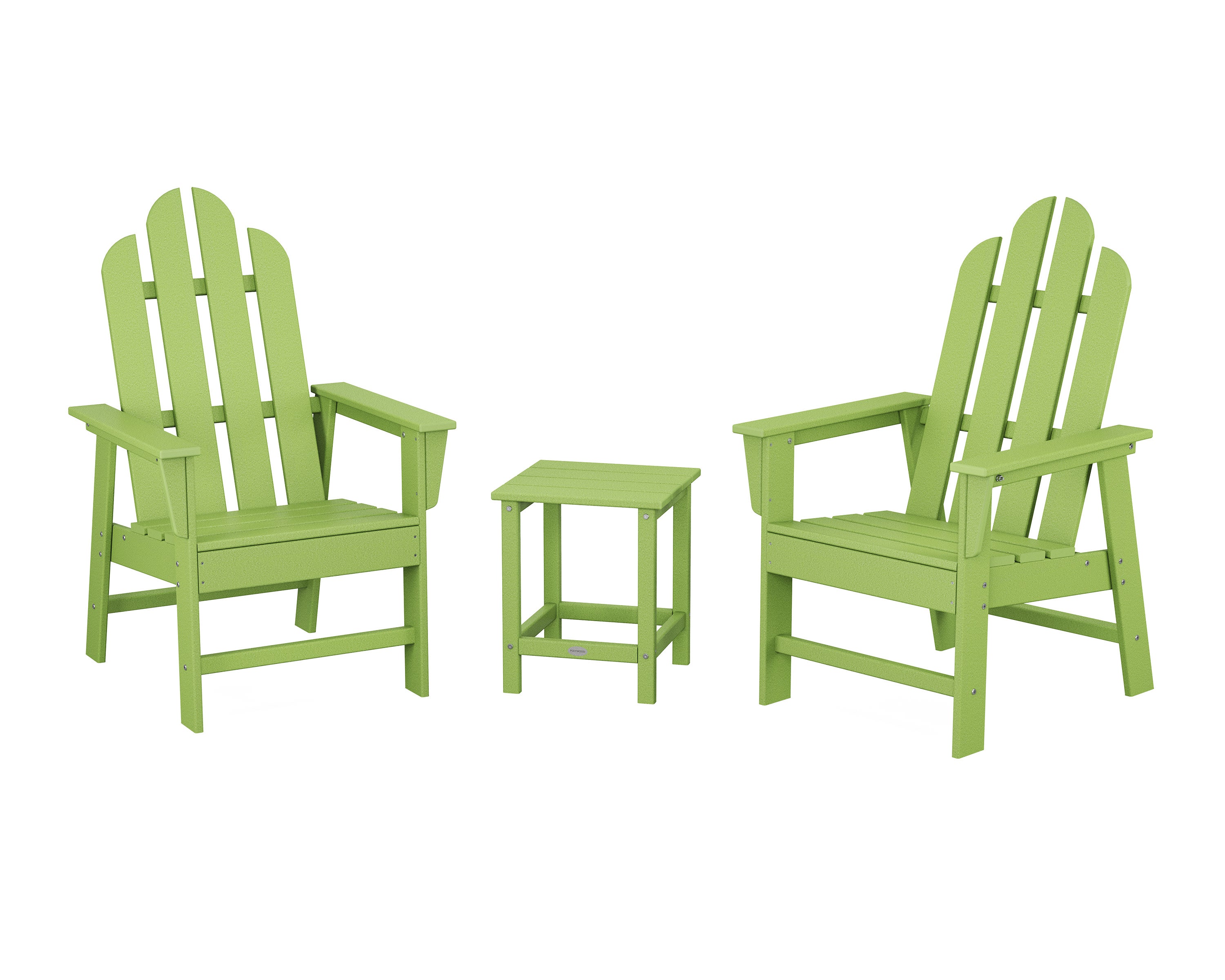 Long Island 3-Piece Upright Adirondack Chair Set in Lime