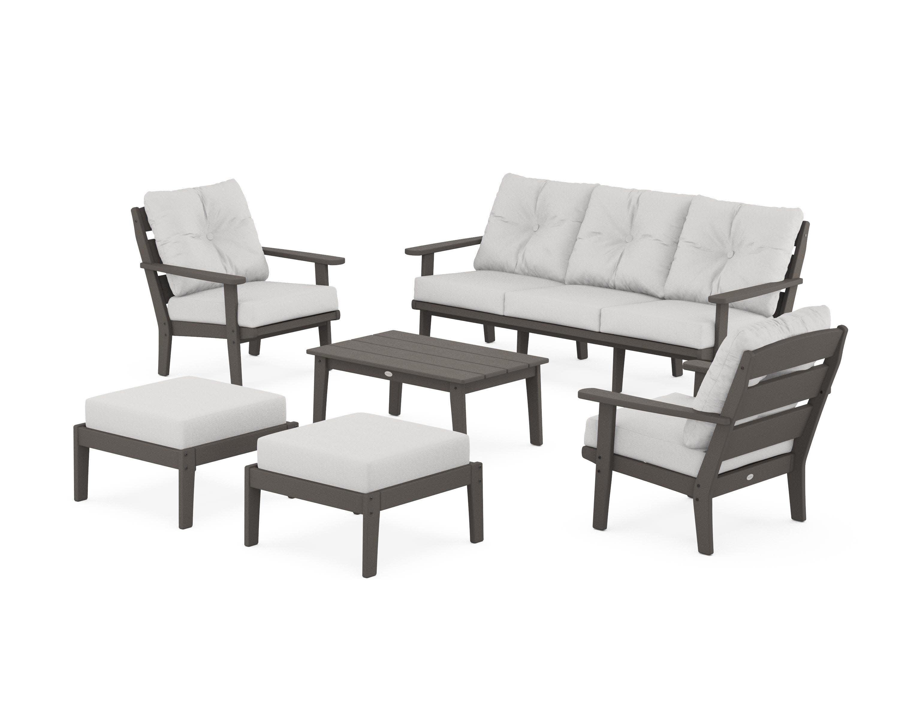 Lakeside 6-Piece Lounge Sofa Set in Vintage Coffee / Diamond in the Rough