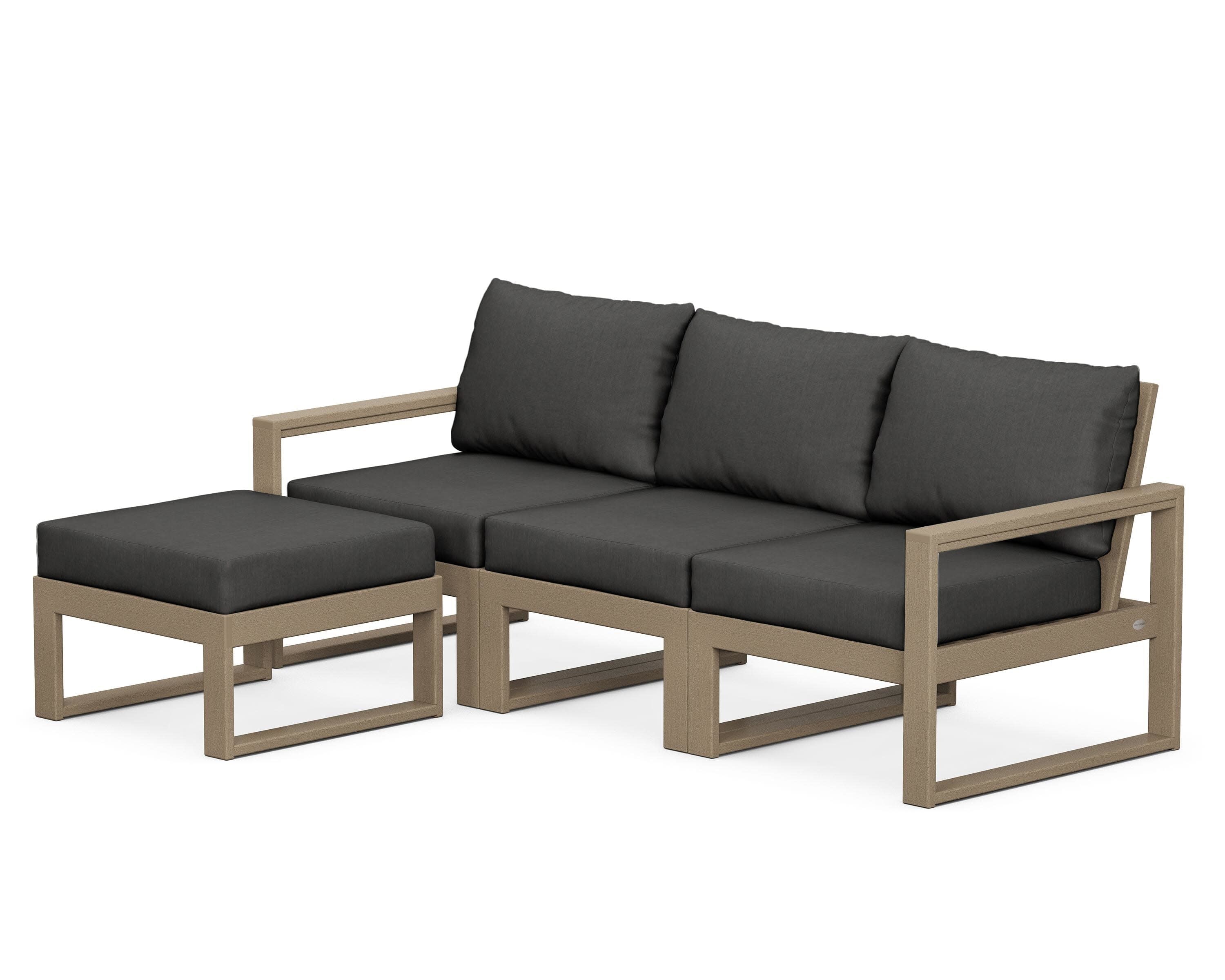 EDGE 4-Piece Modular Deep Seating Set with Ottoman in Vintage Sahara / Spectrum Carbon