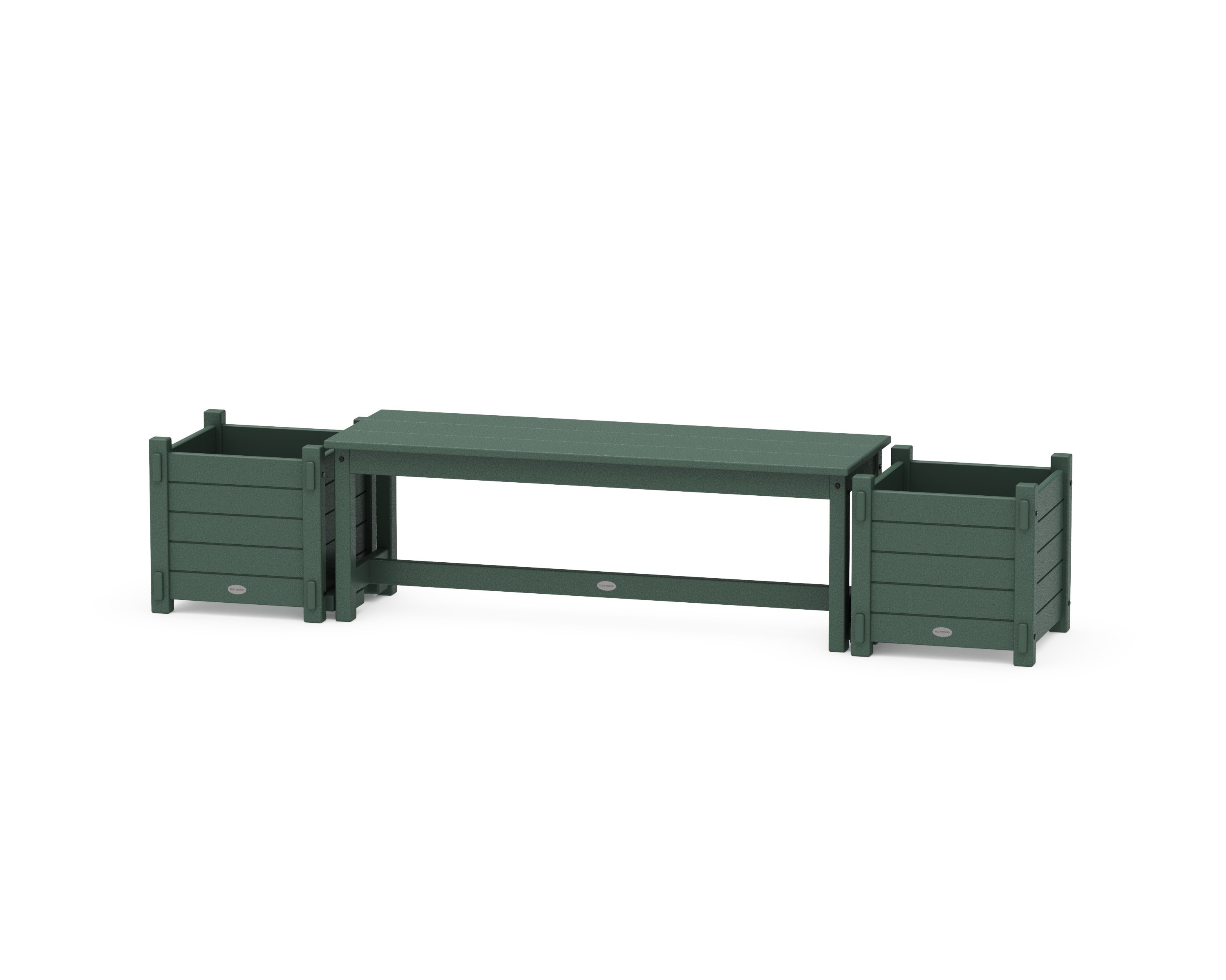 48" Nautical Straight Planter Bench Set in Green
