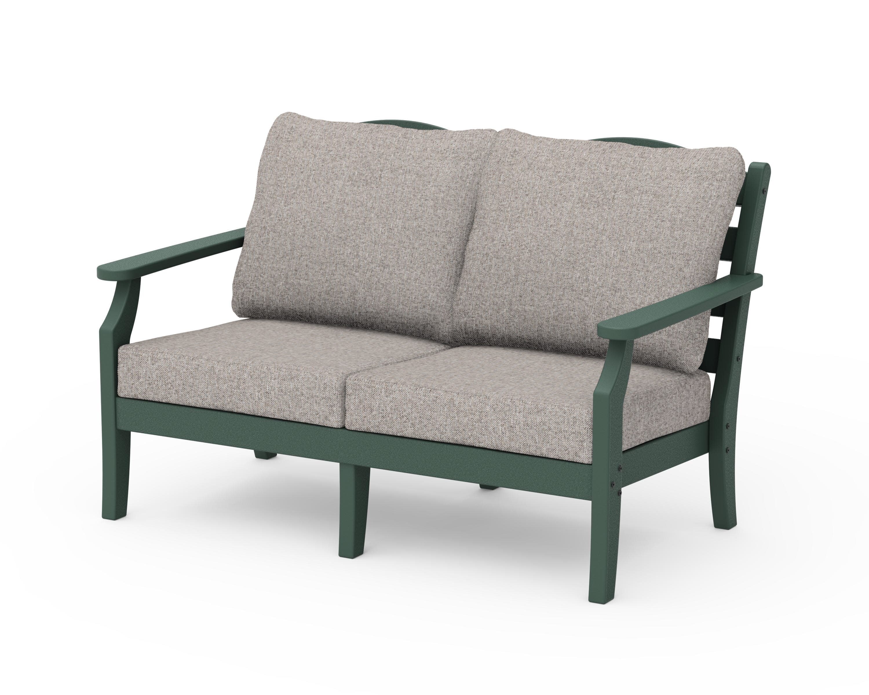 Savannah Deep Seating Loveseat in Green / Weathered Tweed