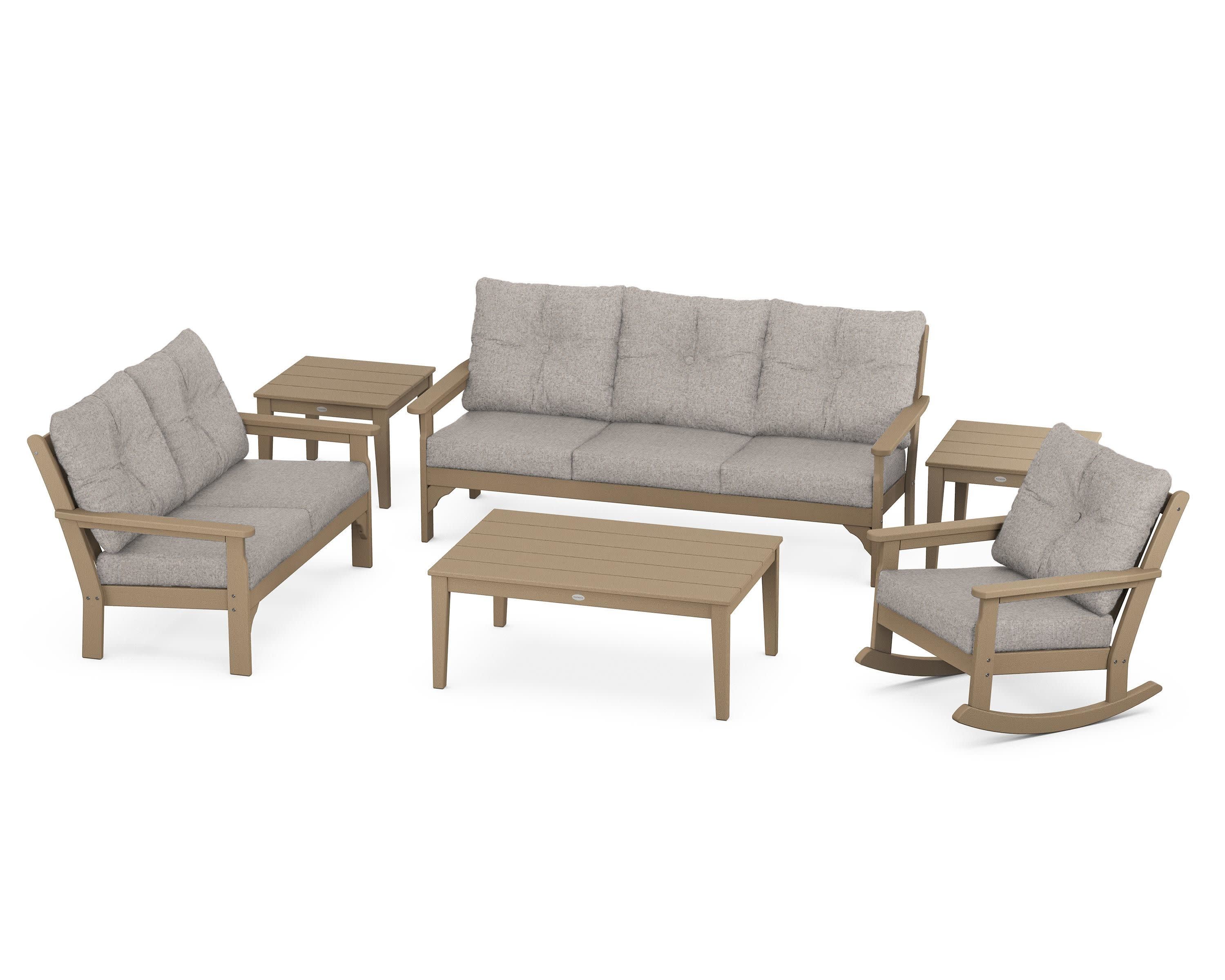 Vineyard 6-Piece Deep Seating Set in Vintage Sahara / Weathered Tweed