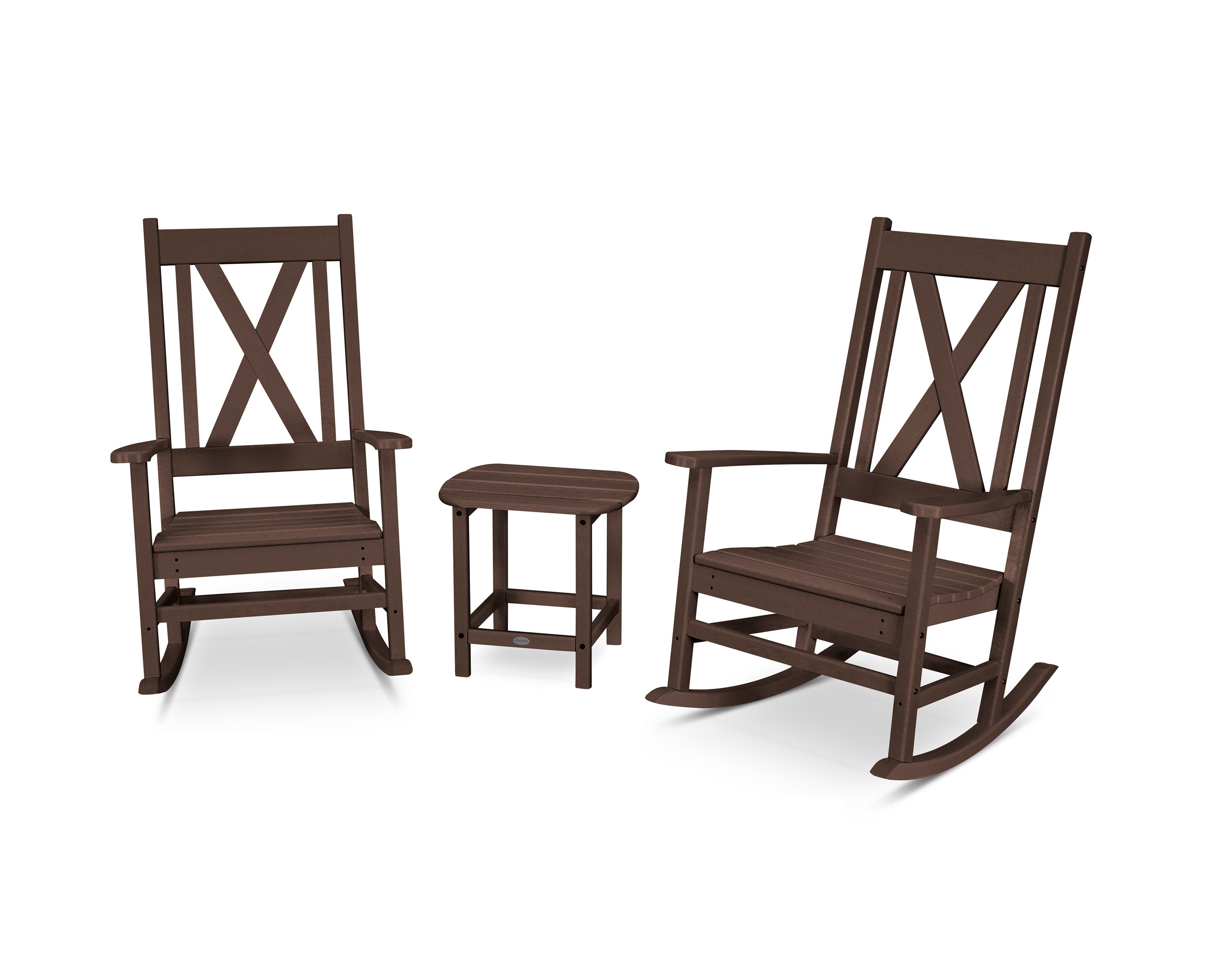 Braxton 3-Piece Porch Rocking Chair Set in Mahogany