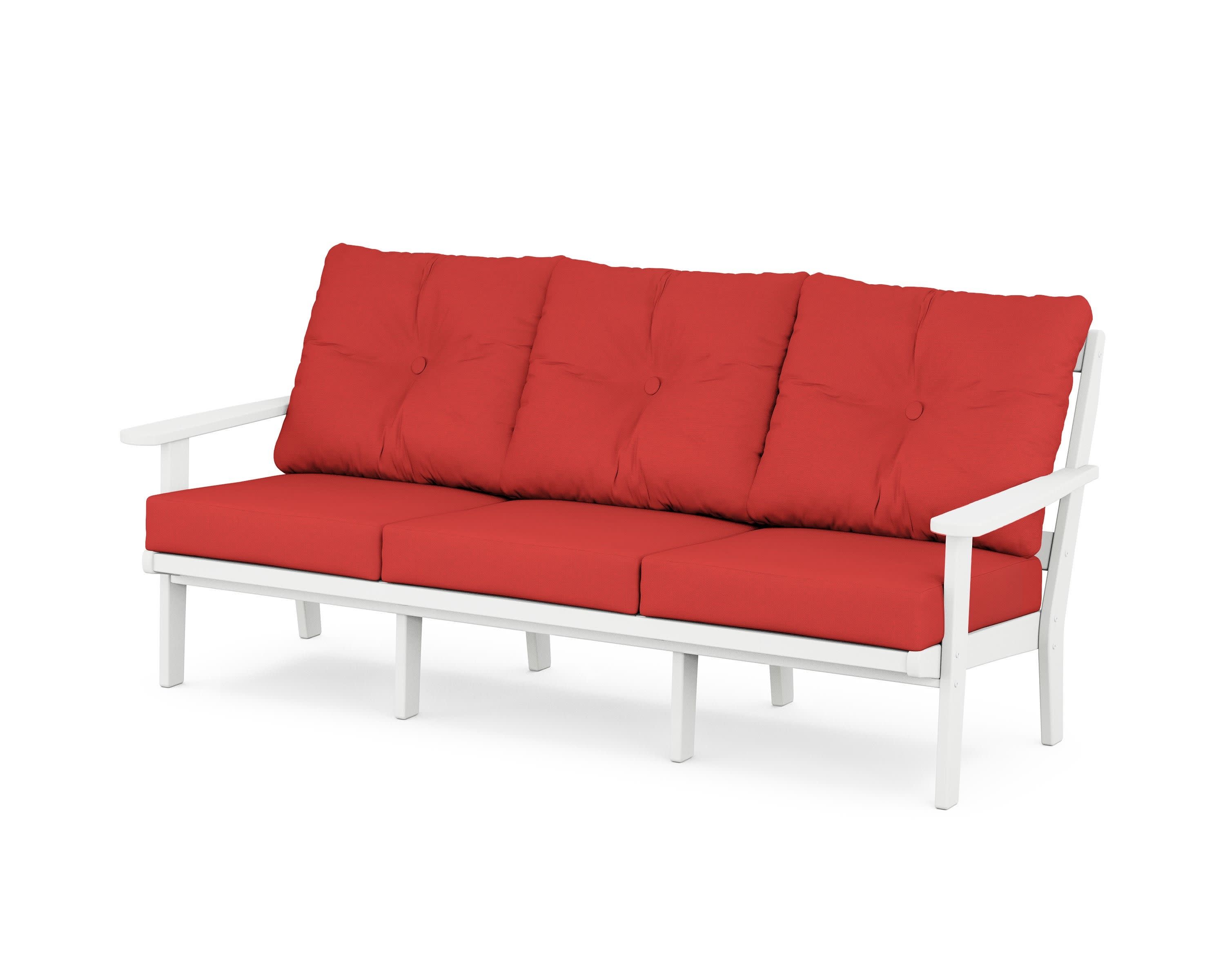 Mission Deep Seating Sofa in White / Crimson Linen