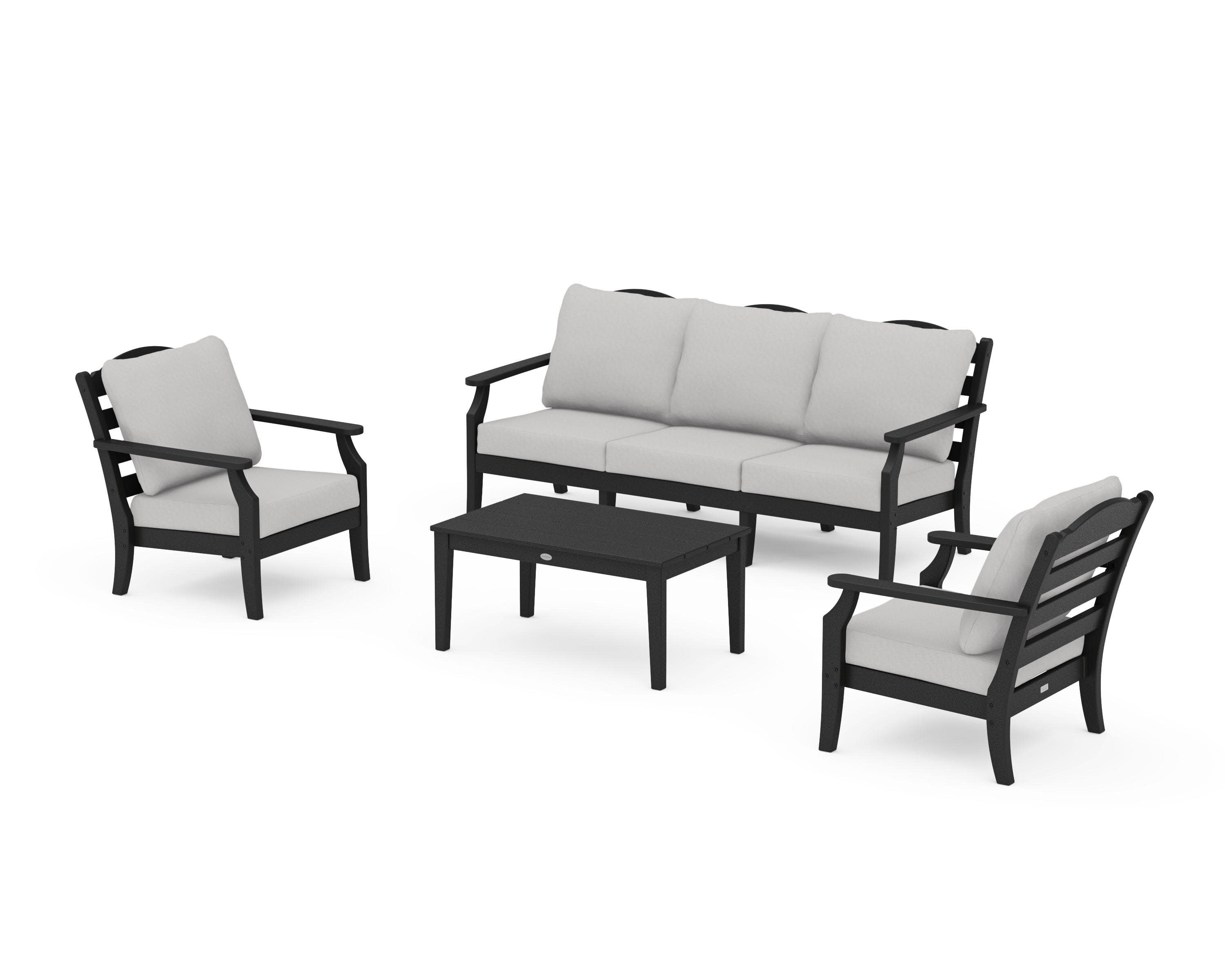 Savannah 4-Piece Deep Seating Set with Sofa in Black / Diamond in the Rough