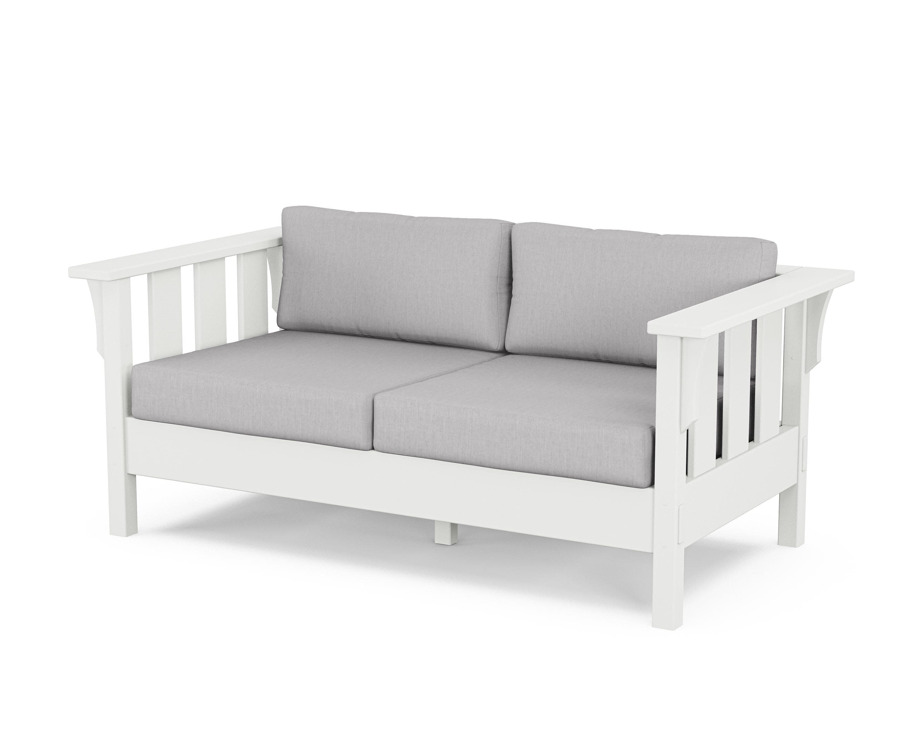 Acadia Deep Seating Loveseat in White / Granite