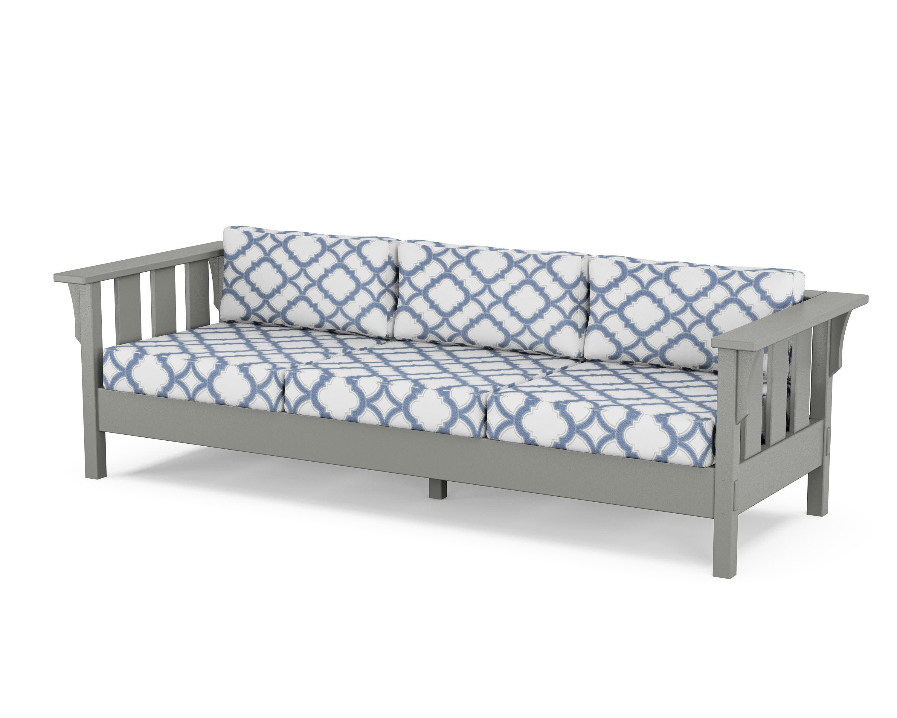 Acadia Deep Seating Sofa in Slate Grey / Trellis Sky Blue