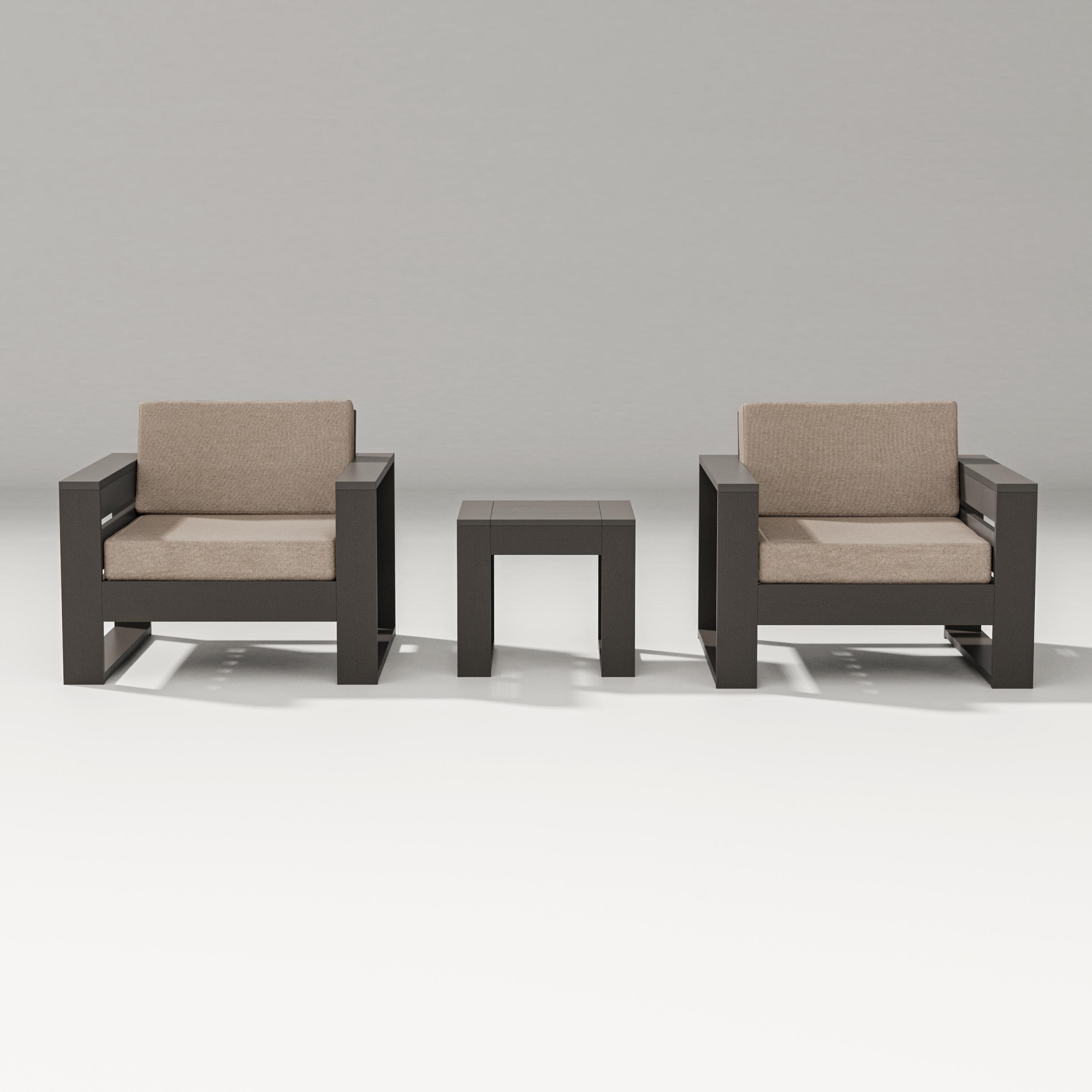 Latitude 3-Piece Lounge Chair Set in Vintage Coffee / Spiced Burlap