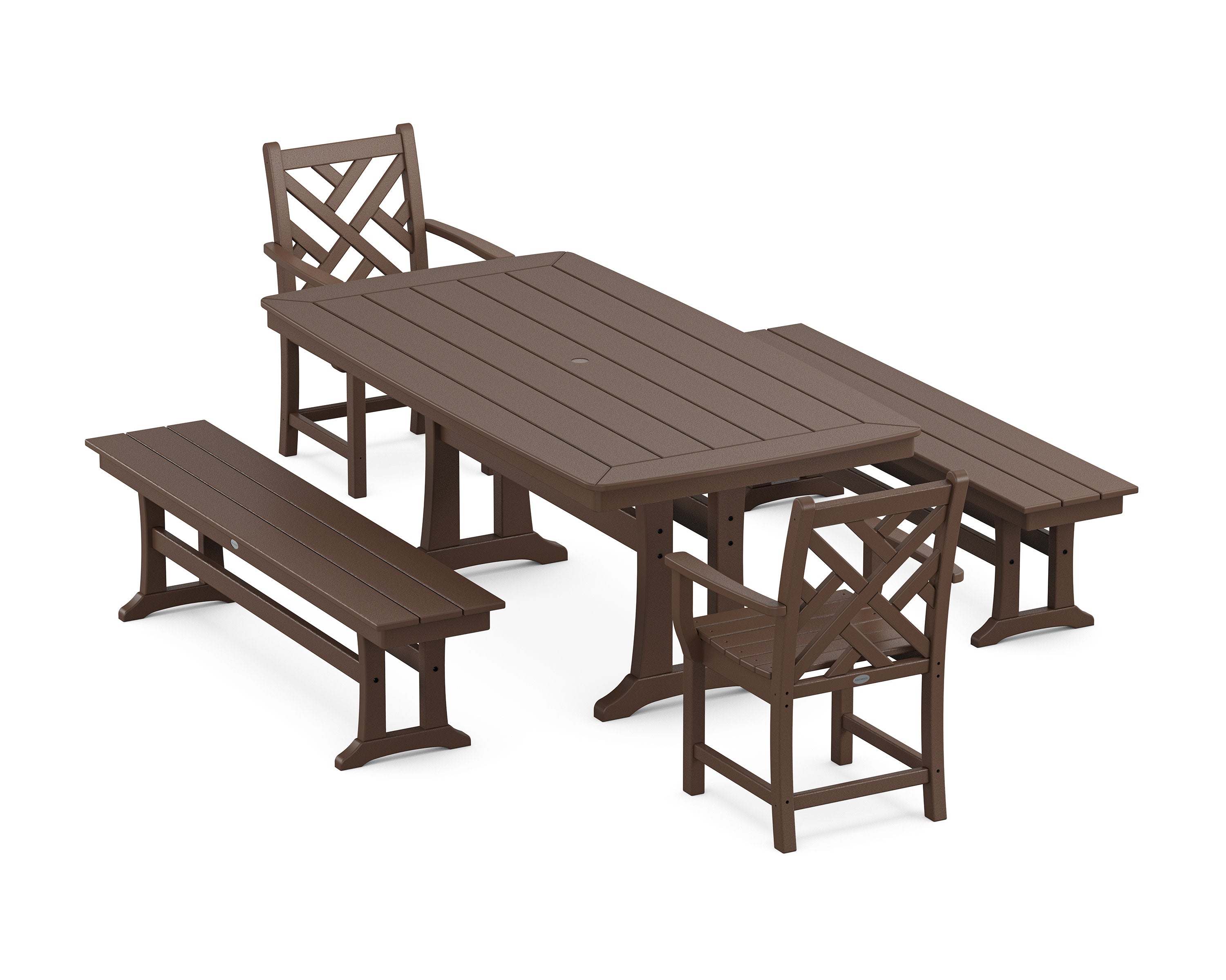 Chippendale 5-Piece Dining Set with Trestle Legs in Mahogany