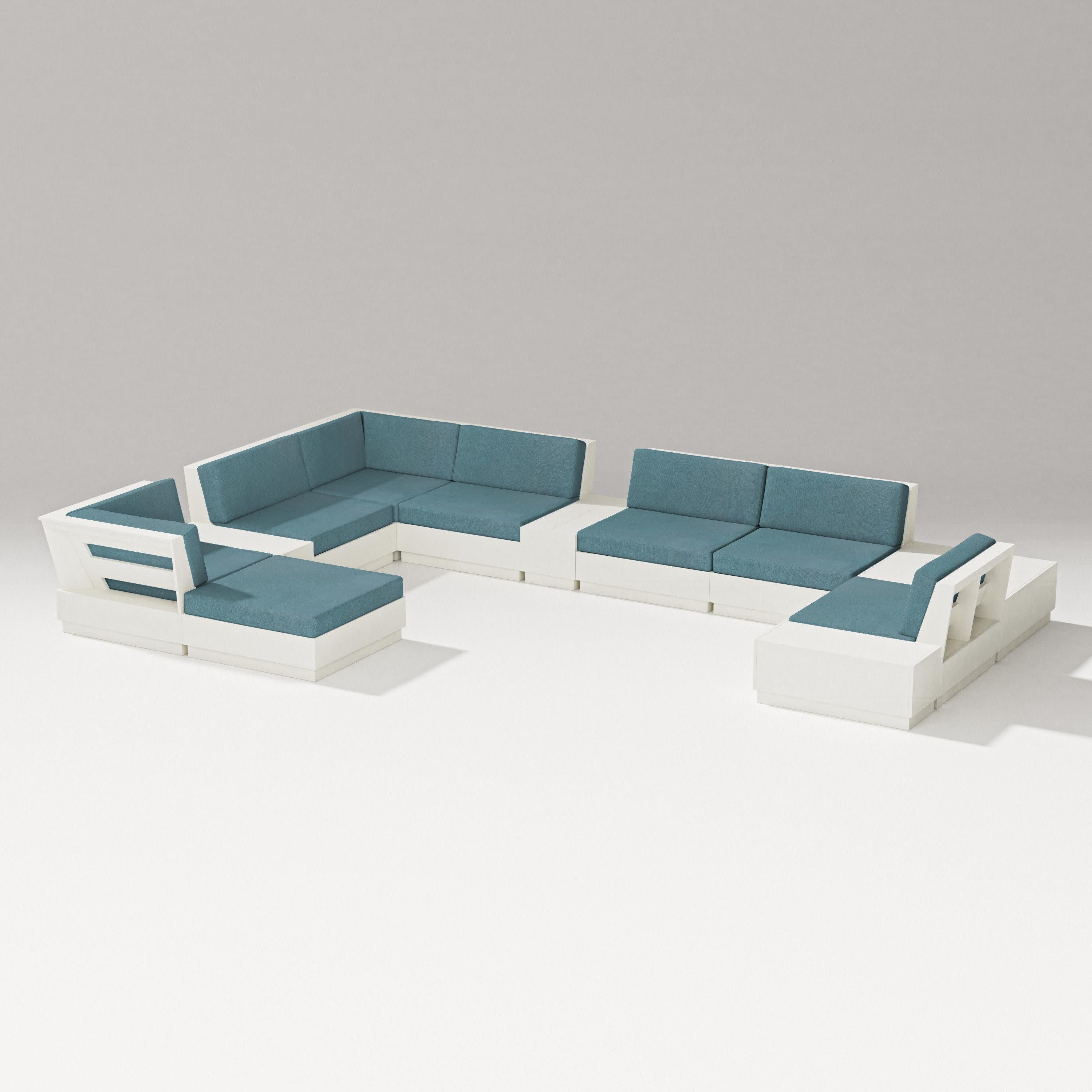 Elevate 12-Piece Conversation Sectional Set in Vintage White / Ocean Teal