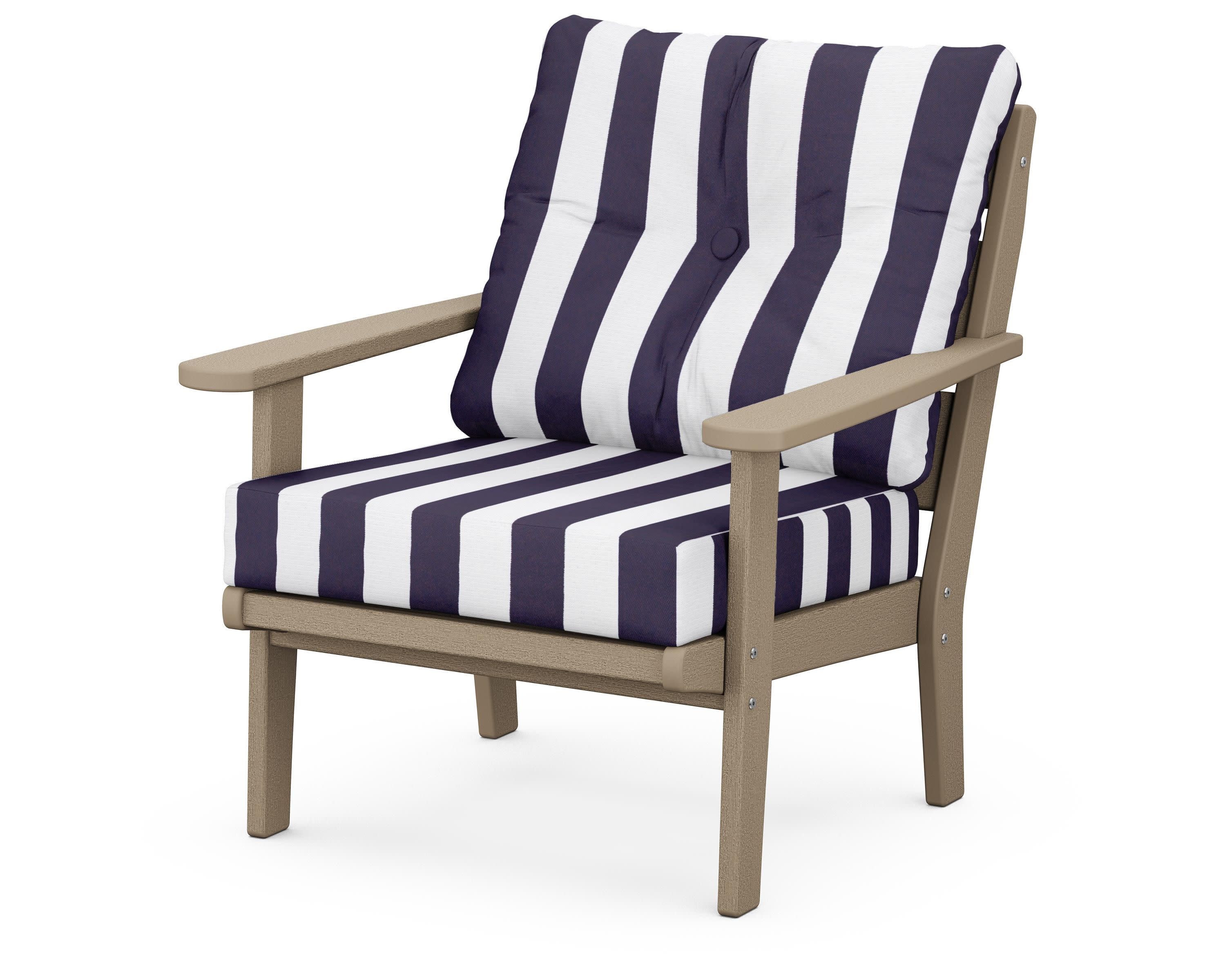 Lakeside Deep Seating Chair in Vintage Sahara / Cabana Stripe Navy