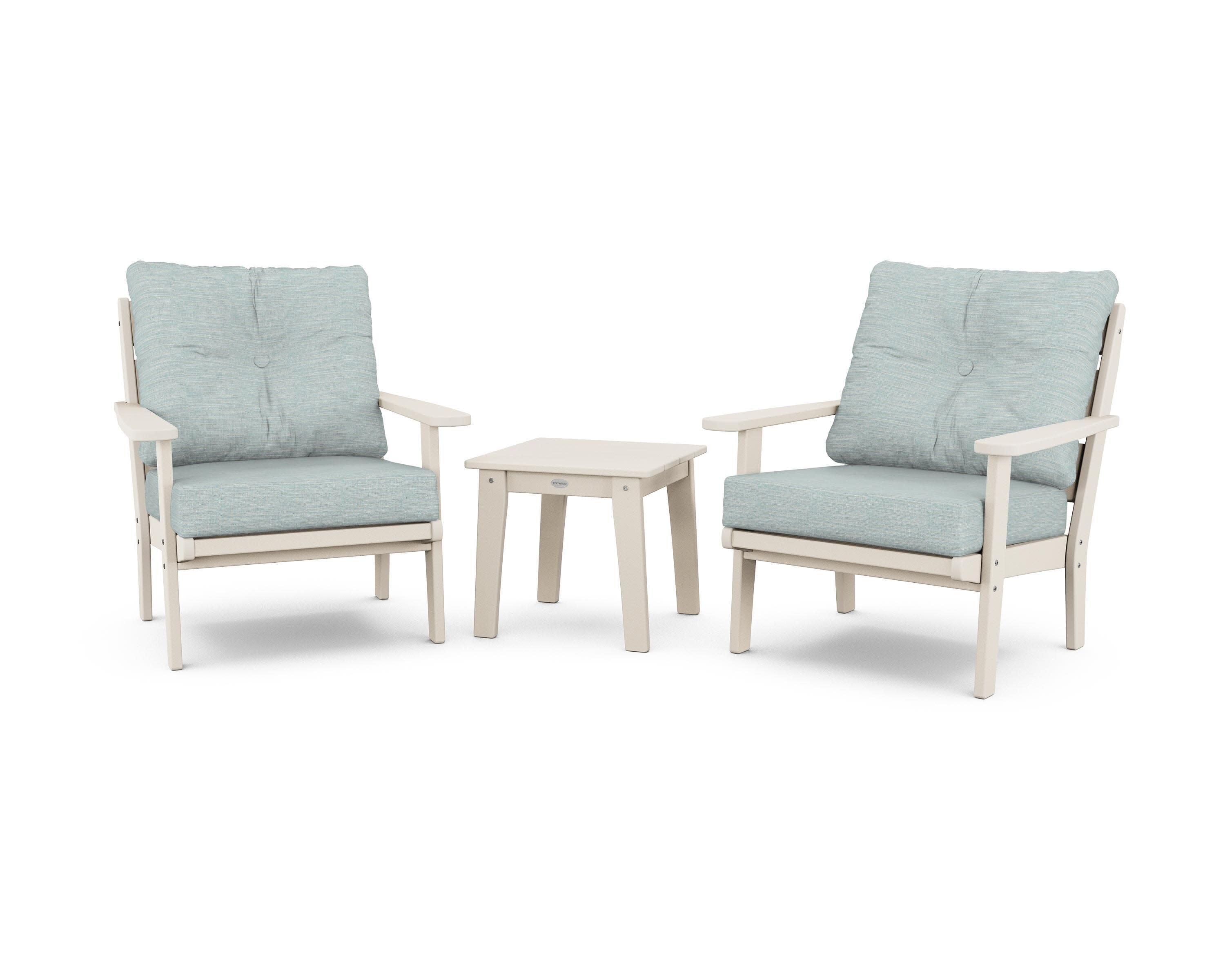 Lakeside 3-Piece Deep Seating Chair Set in Sand / Soothe Mist