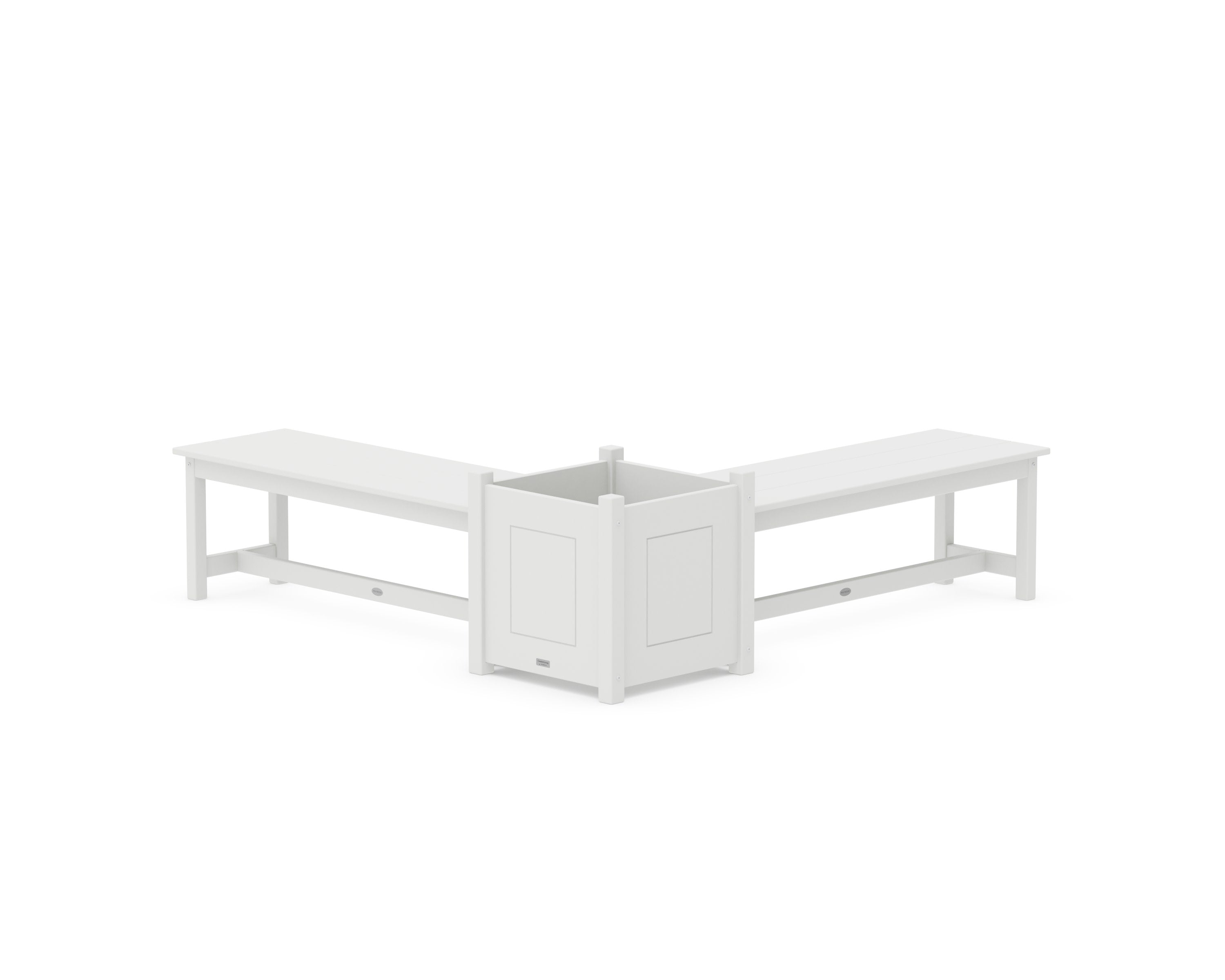 48" Country Living L- Shaped Planter Bench Set- Large in White