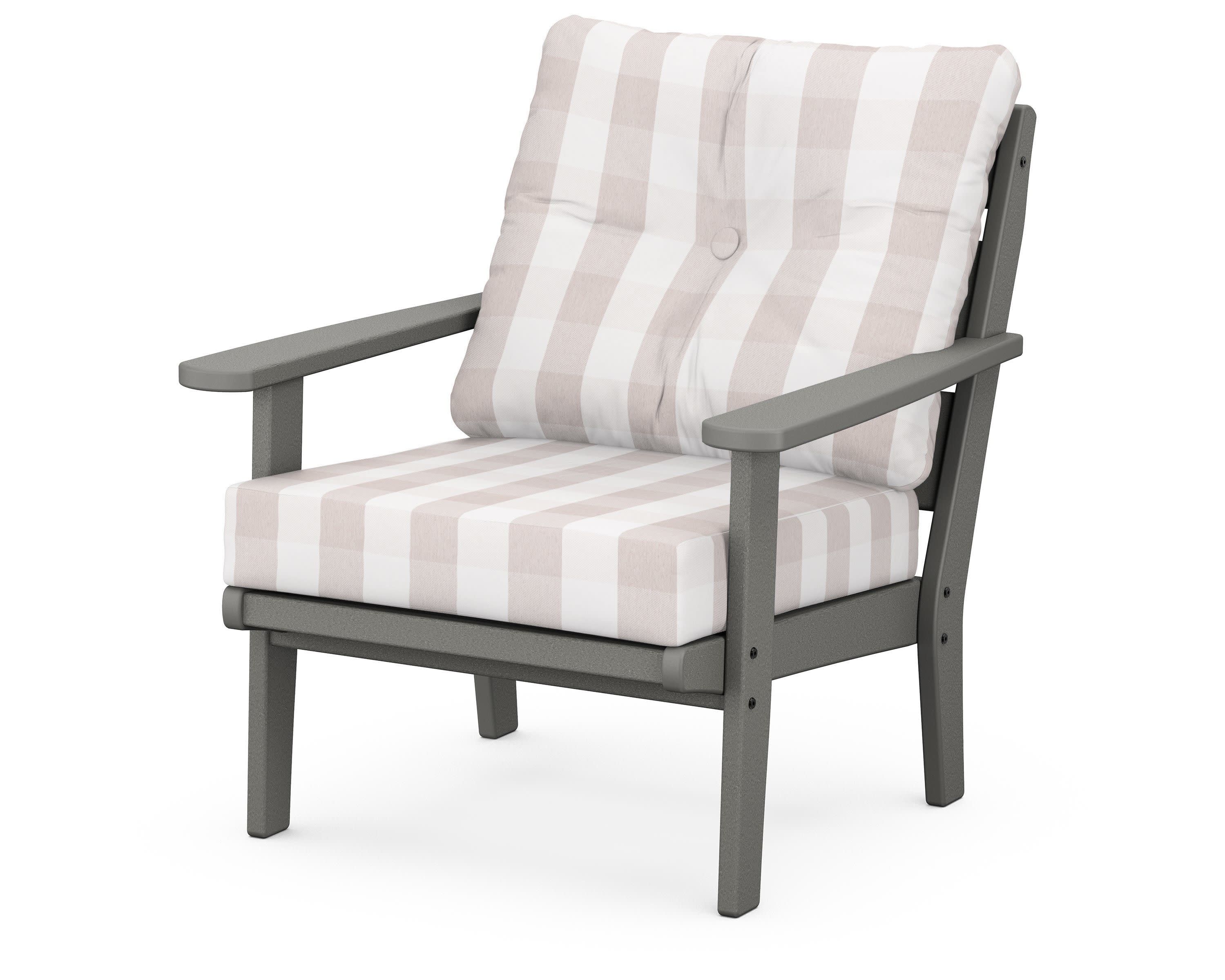 Lakeside Deep Seating Chair in Slate Grey / Buffalo Plaid Dune Burlap