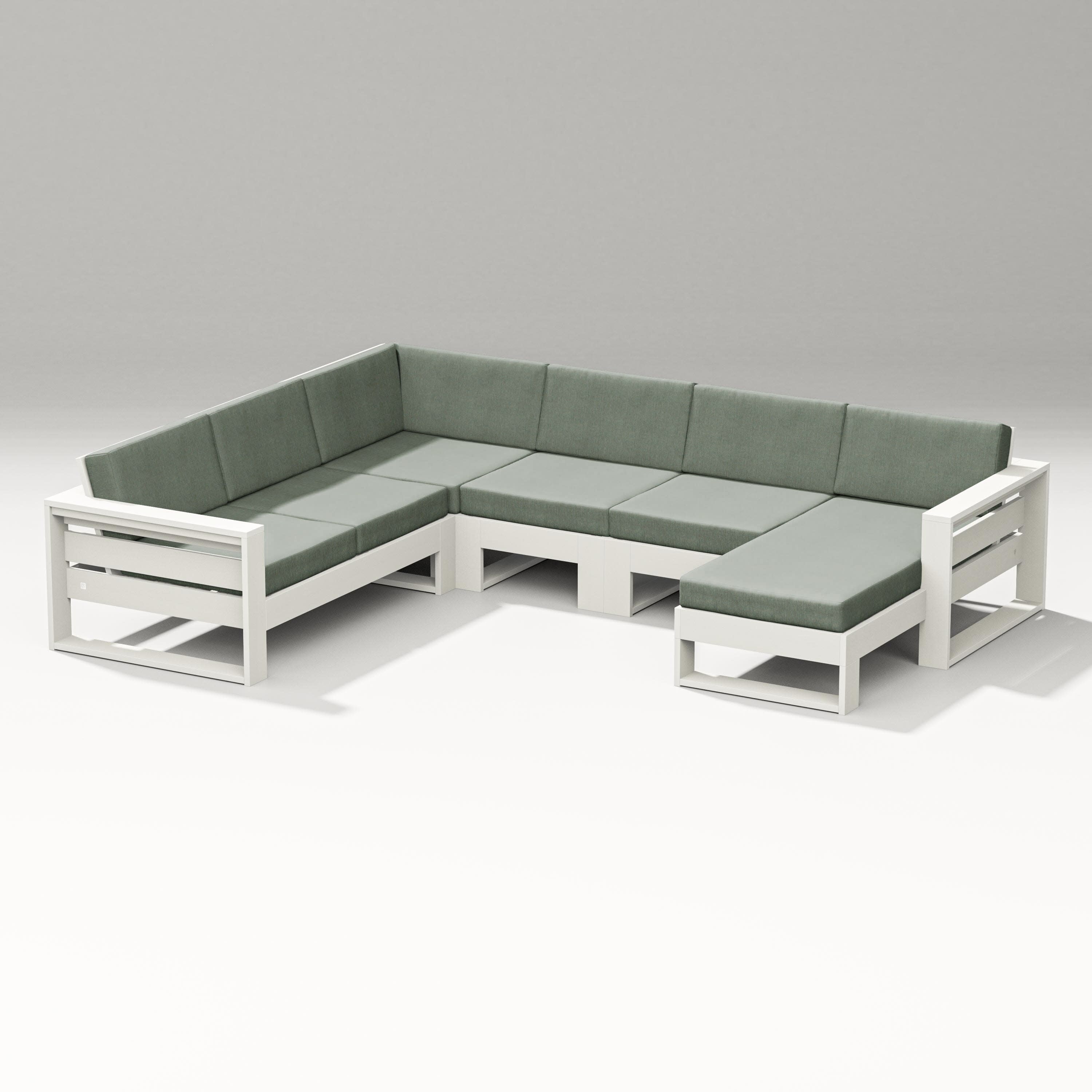 Latitude Corner Sectional with Right Chaise in Vintage White / Cast Sage