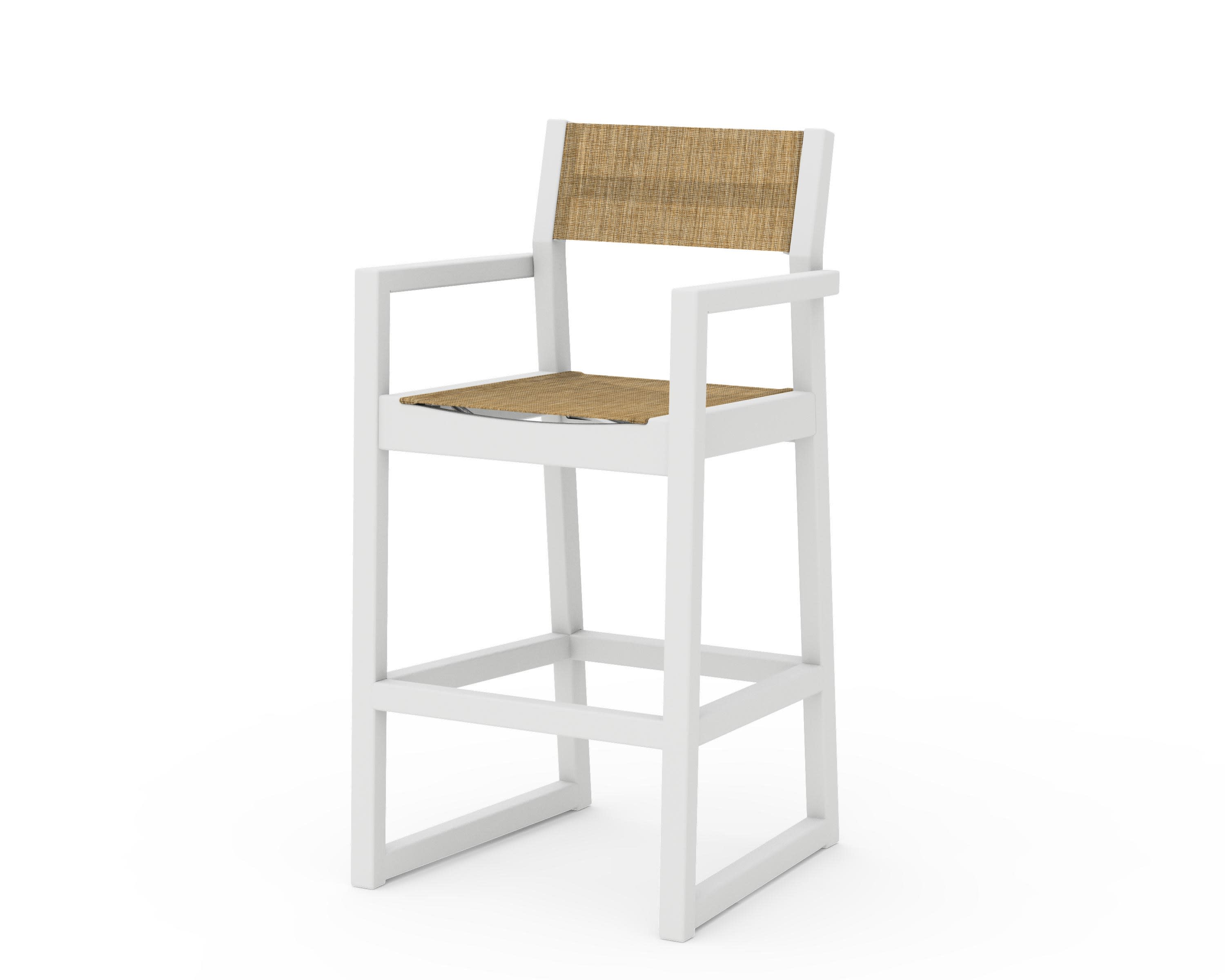 EDGE Sling Bar Arm Chair in White / Burlap Sling