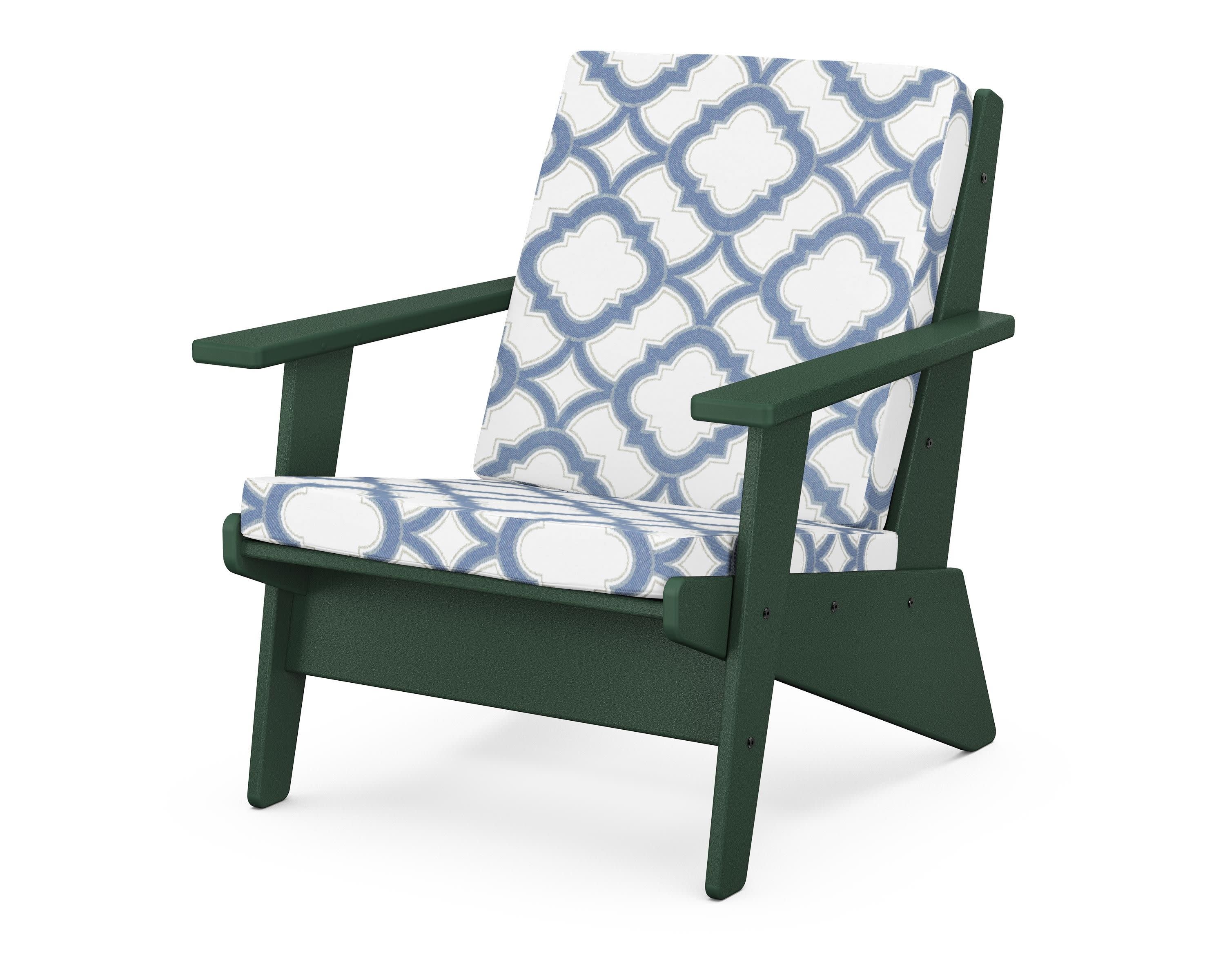 Riviera Modern Lounge Chair in Green / Trellis Sky Blue