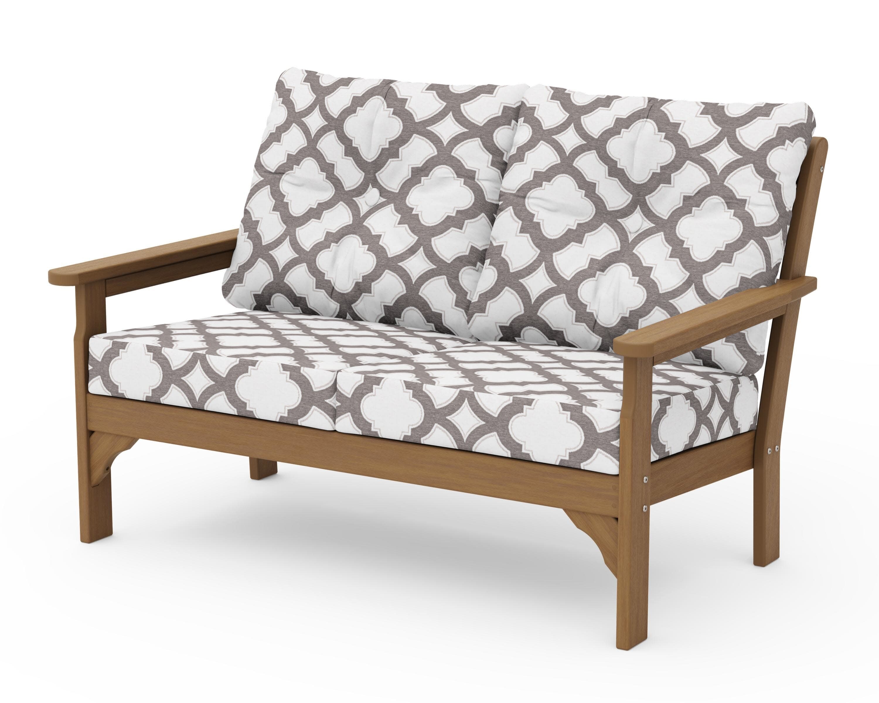 Vineyard Deep Seating Loveseat in Natural / Trellis Grey Mist