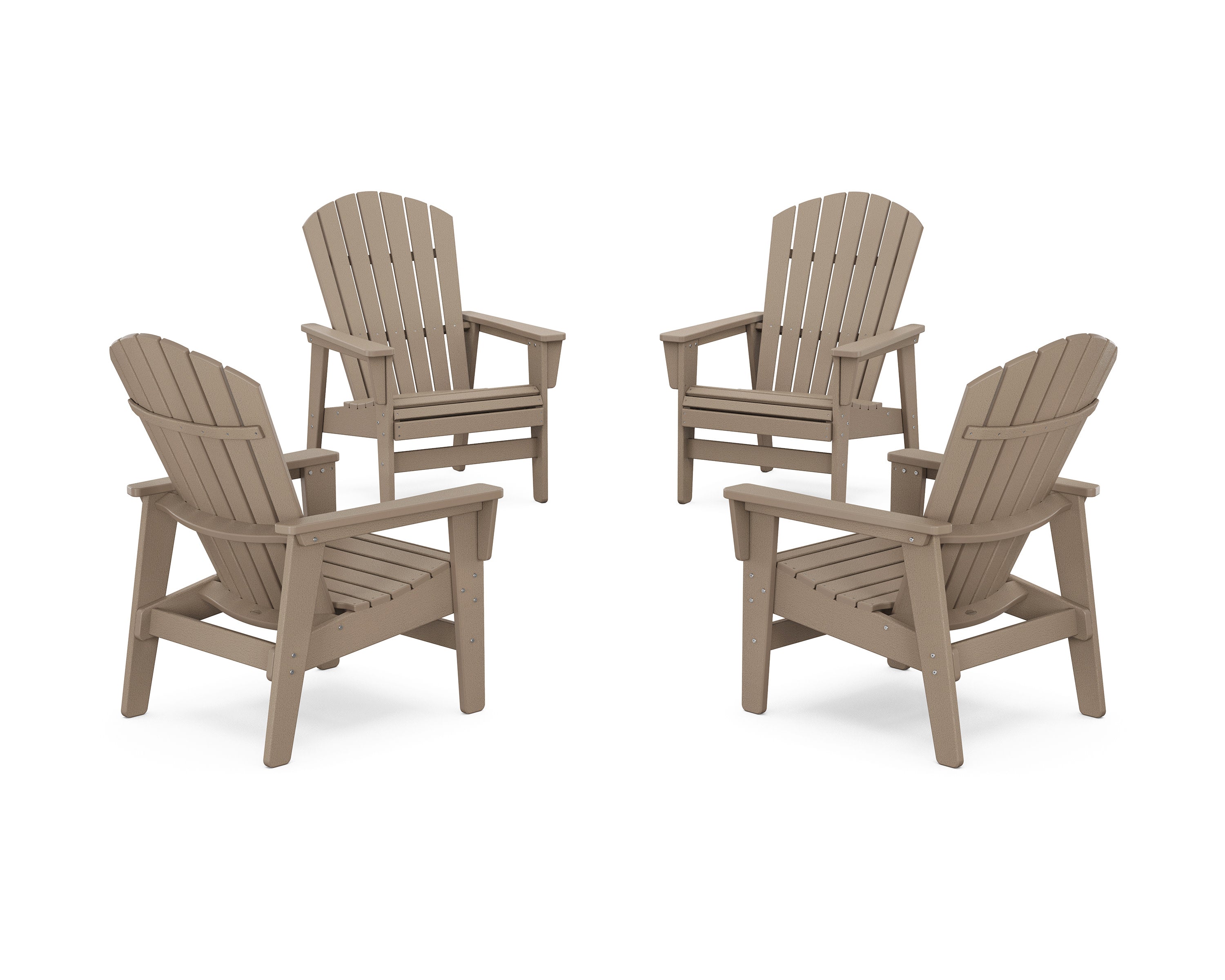 4-Piece Nautical Grand Upright Adirondack Chair Conversation Set in Vintage Sahara