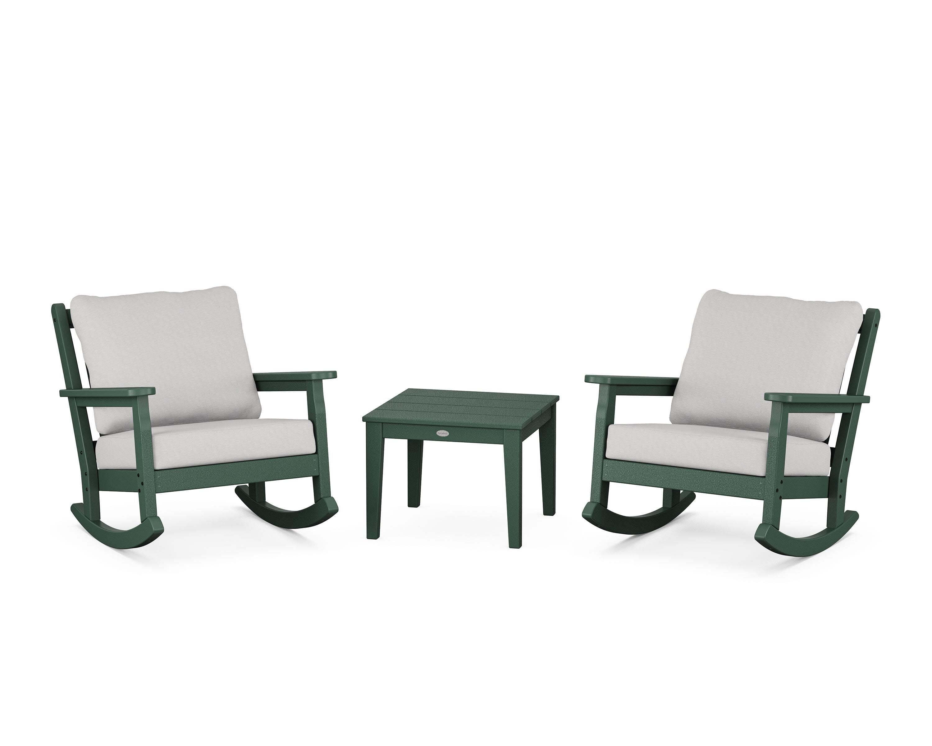 Chippendale 3-Piece Deep Seating Rocker Set in Green / Diamond in the Rough