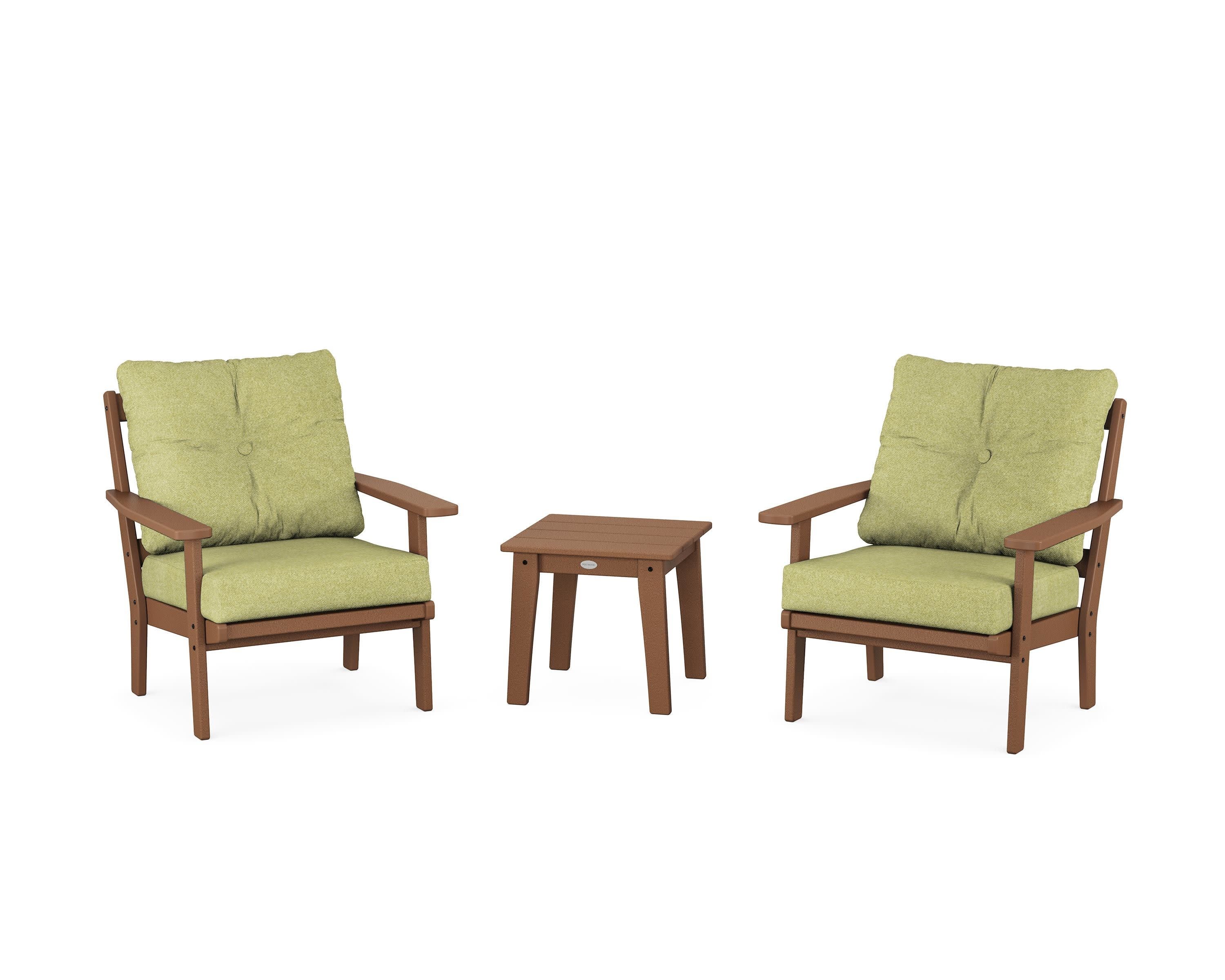 Oxford 3-Piece Deep Seating Set in Teak / Chartreuse Boucle