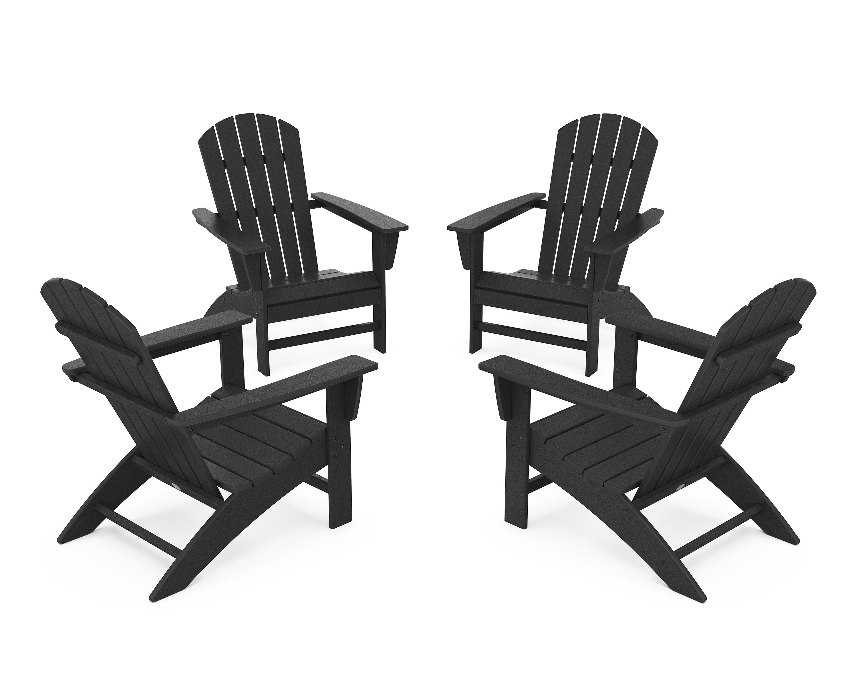 Nautical 4-Piece Adirondack Conversation Set in Black