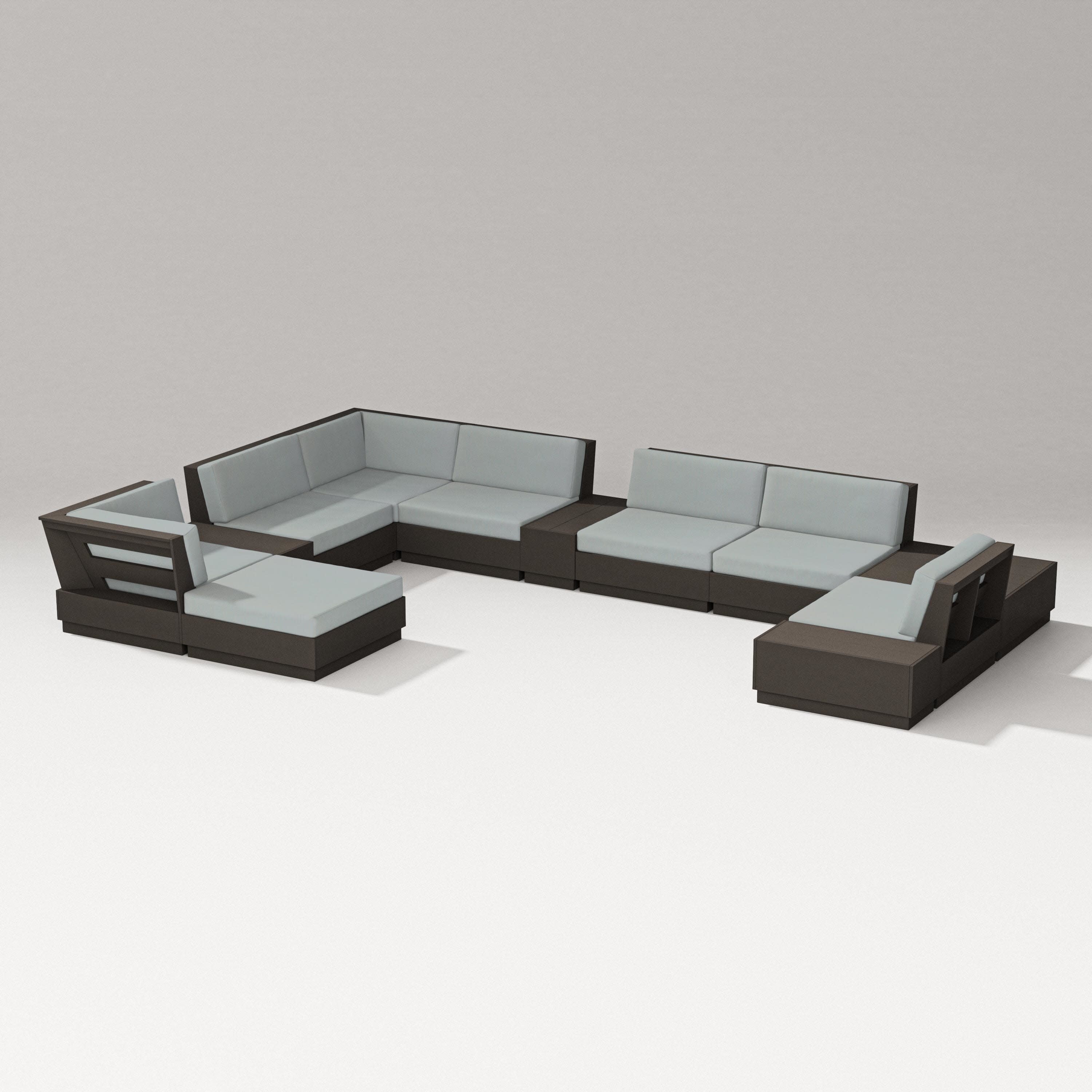 Elevate 12-Piece Conversation Sectional Set in Vintage Coffee / Spa