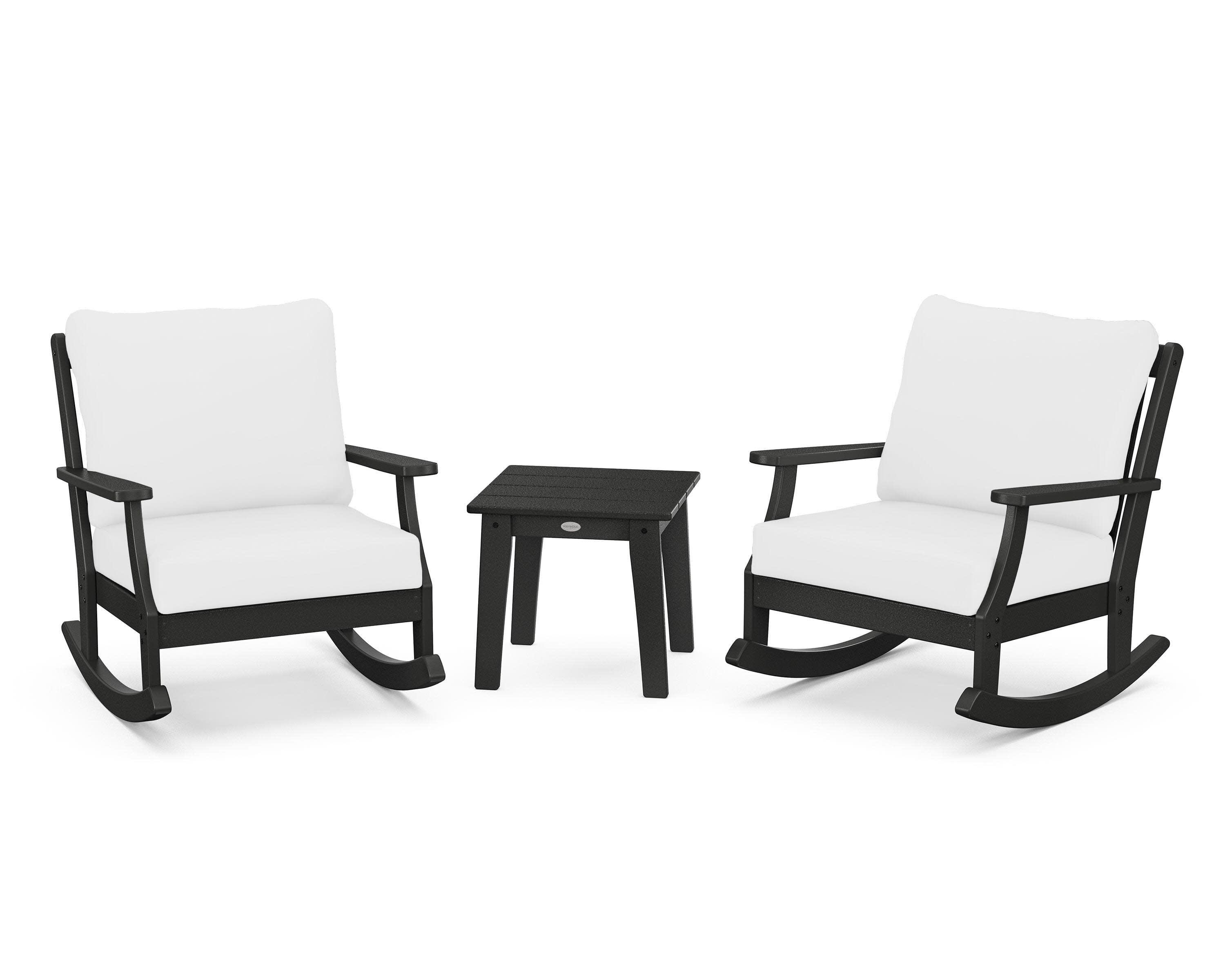 Braxton 3-Piece Deep Seating Rocker Set in Black / Natural