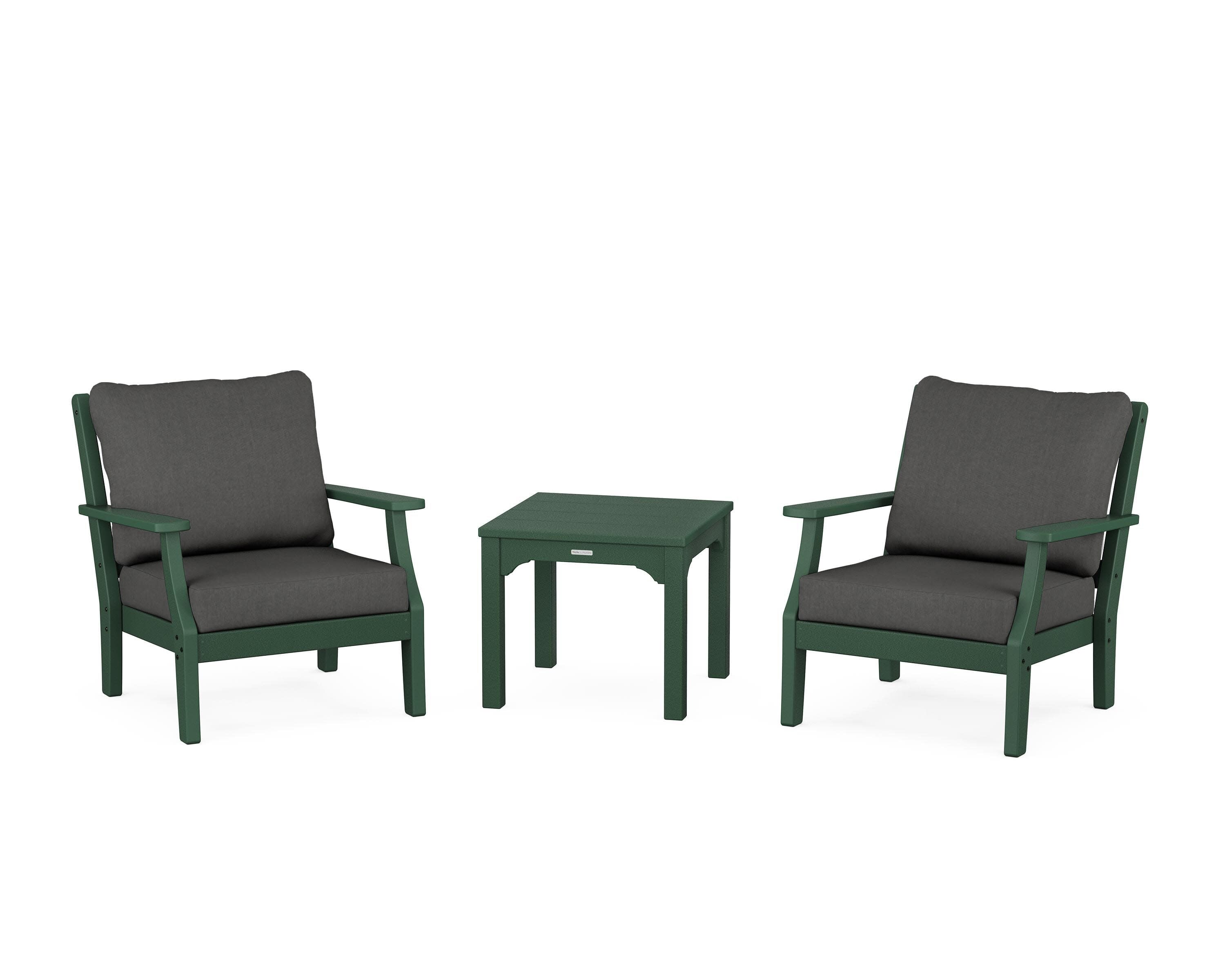 Chinoiserie 3-Piece Deep Seating Set in Green / Spectrum Carbon