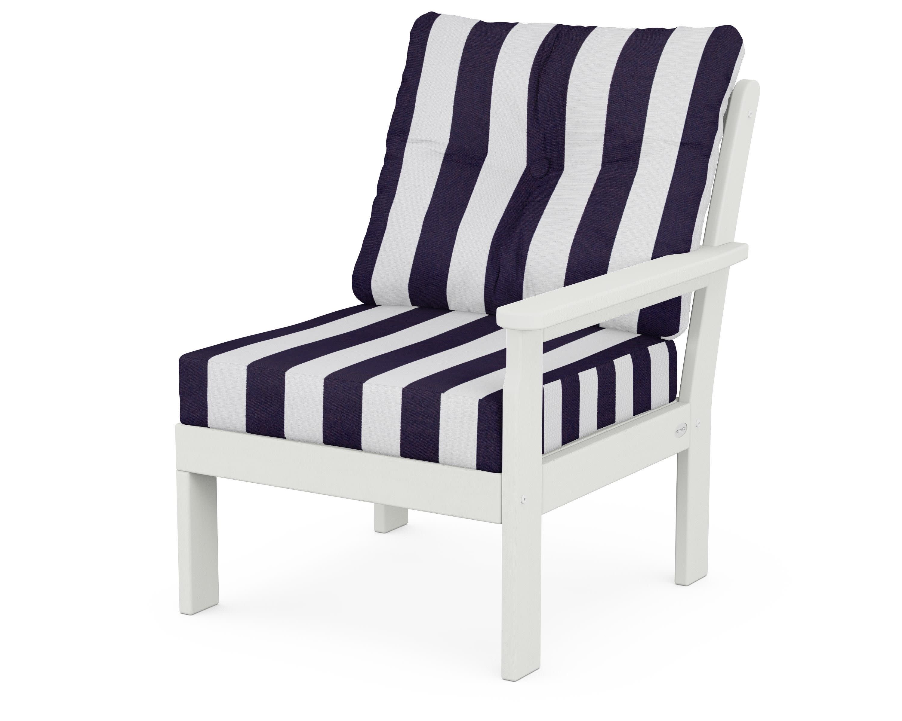 Vineyard Modular Right Arm Chair in Vintage White / Cabana Stripe Navy