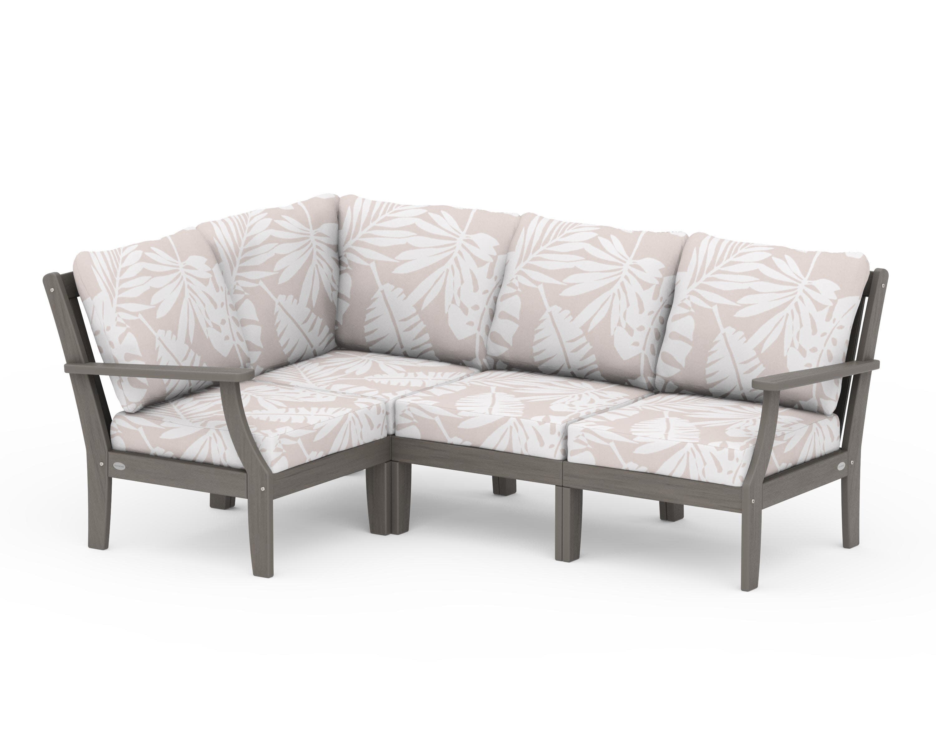 Braxton Modular 4-Piece Deep Seating Set in Driftwood / Leaf Dune Burlap