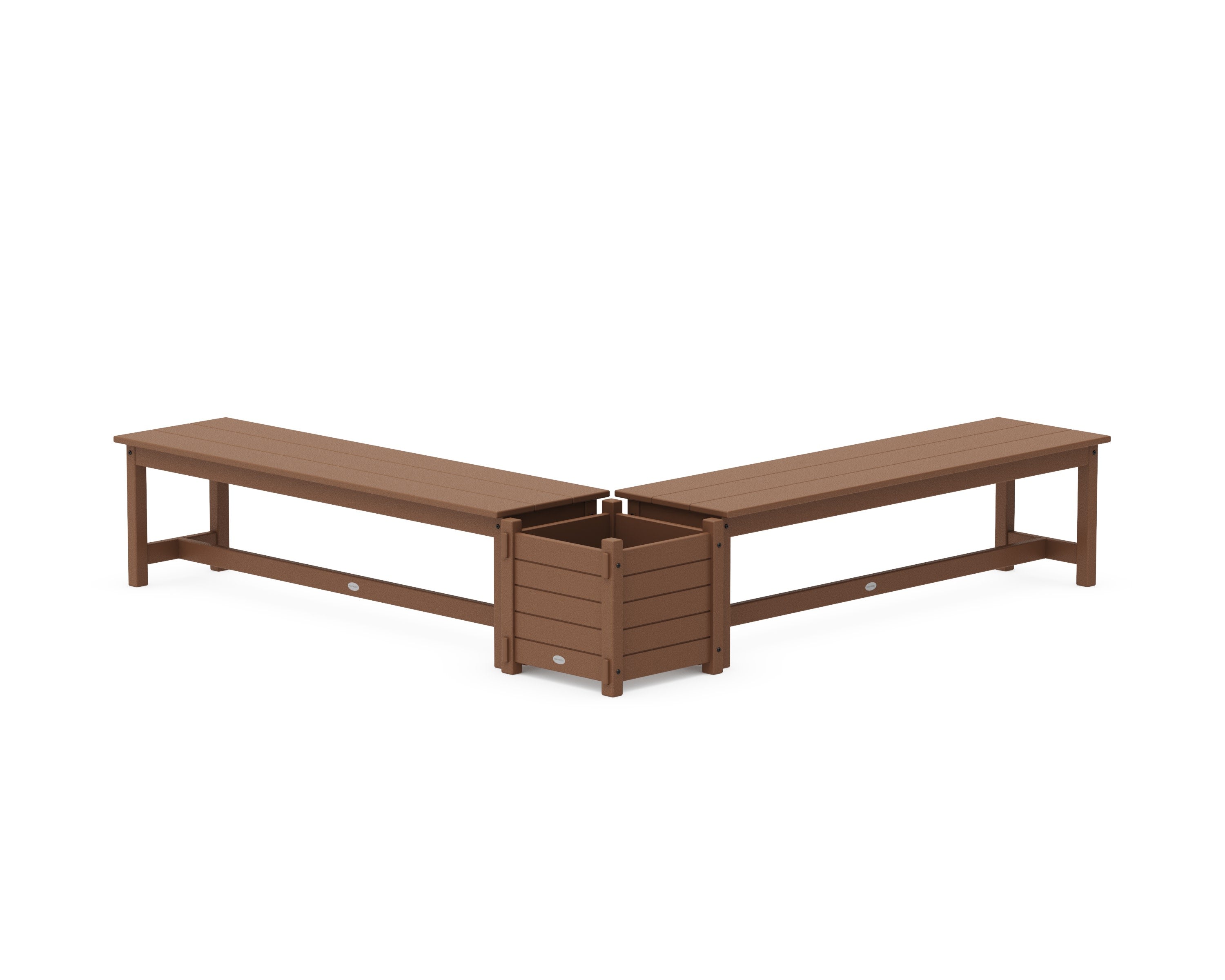 60" Nautical L- Shaped Planter Bench Set in Teak
