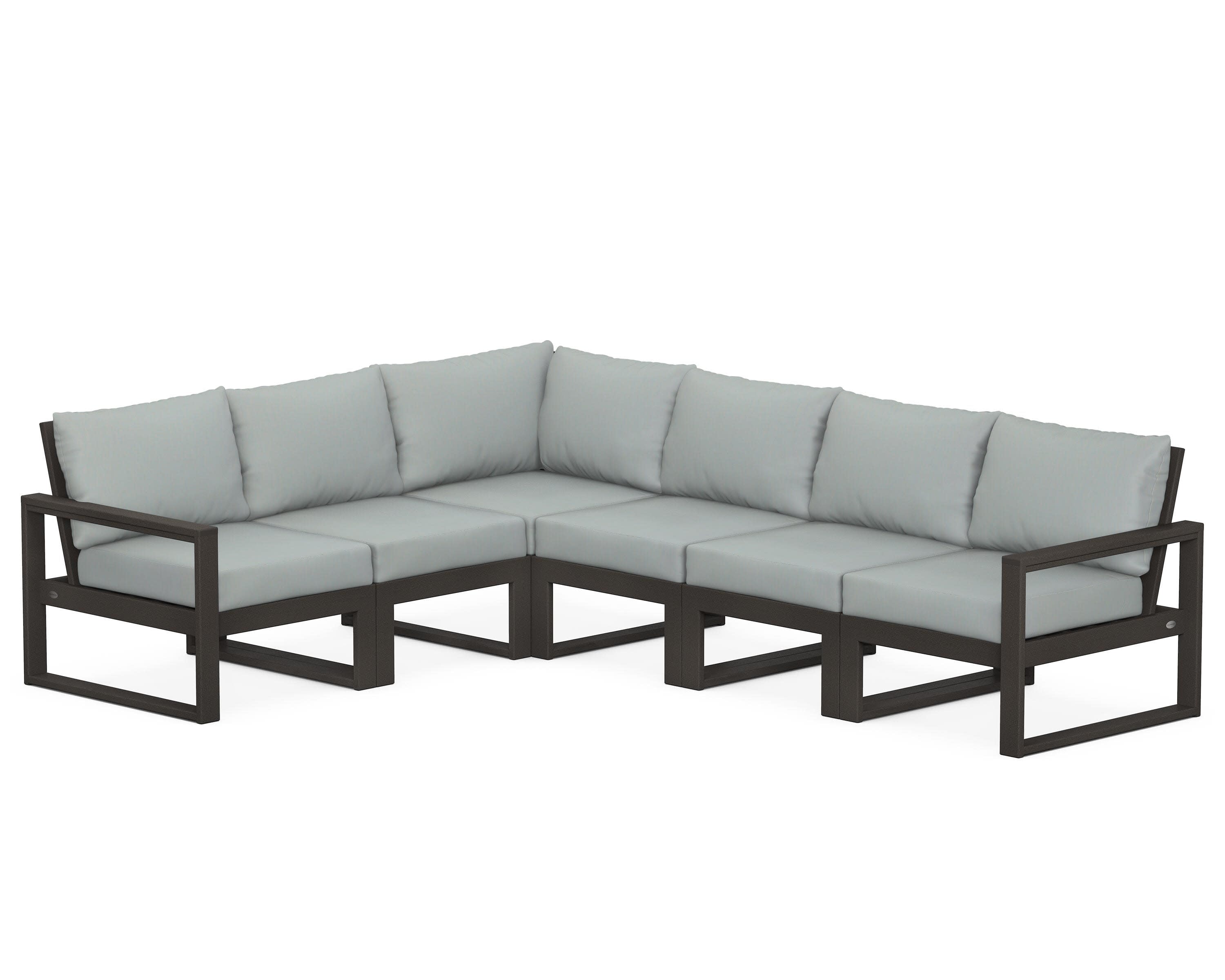 EDGE 6-Piece Modular Deep Seating Set in Vintage Coffee / Spa
