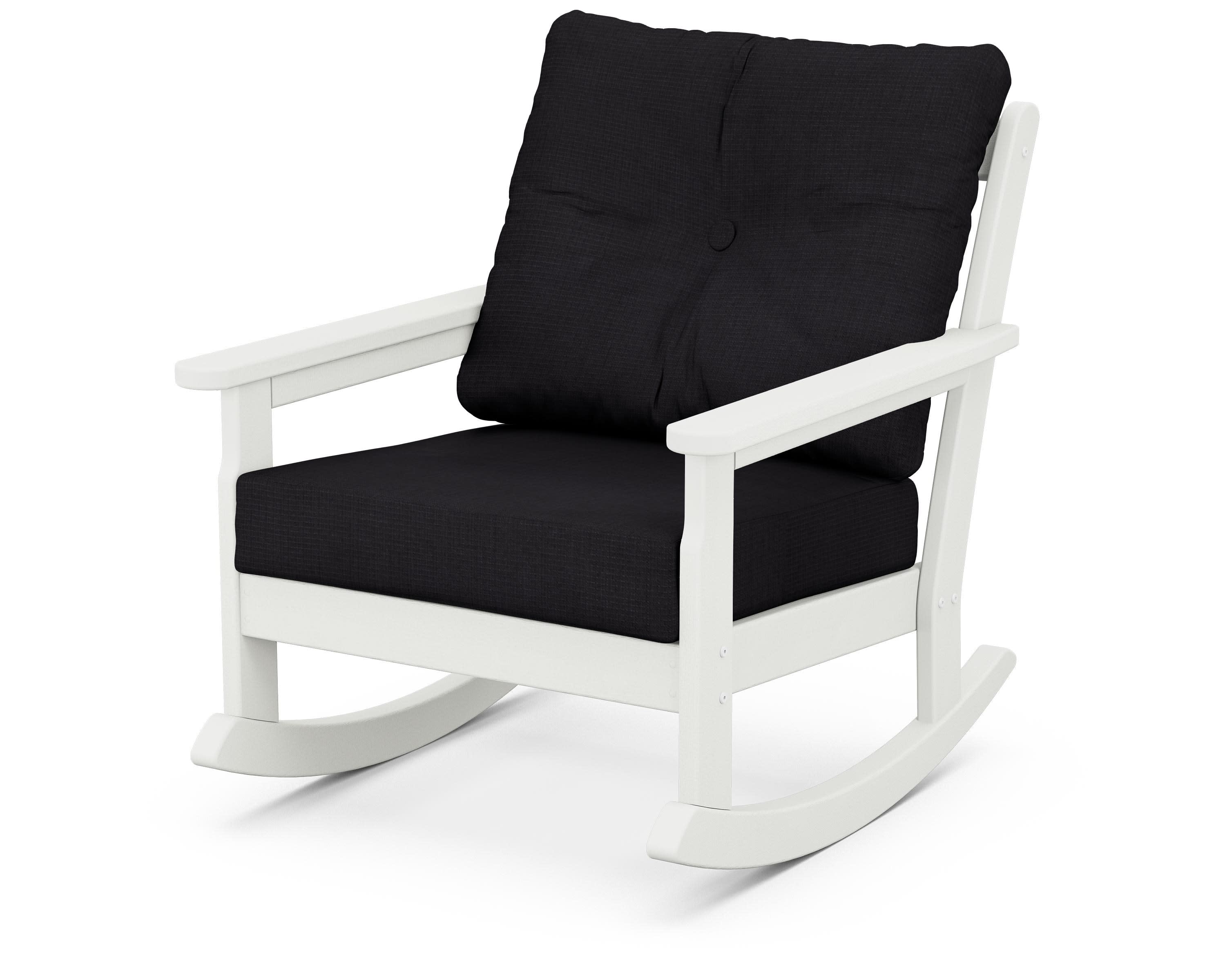 Vineyard Deep Seating Rocking Chair in Vintage White / Midnight Linen