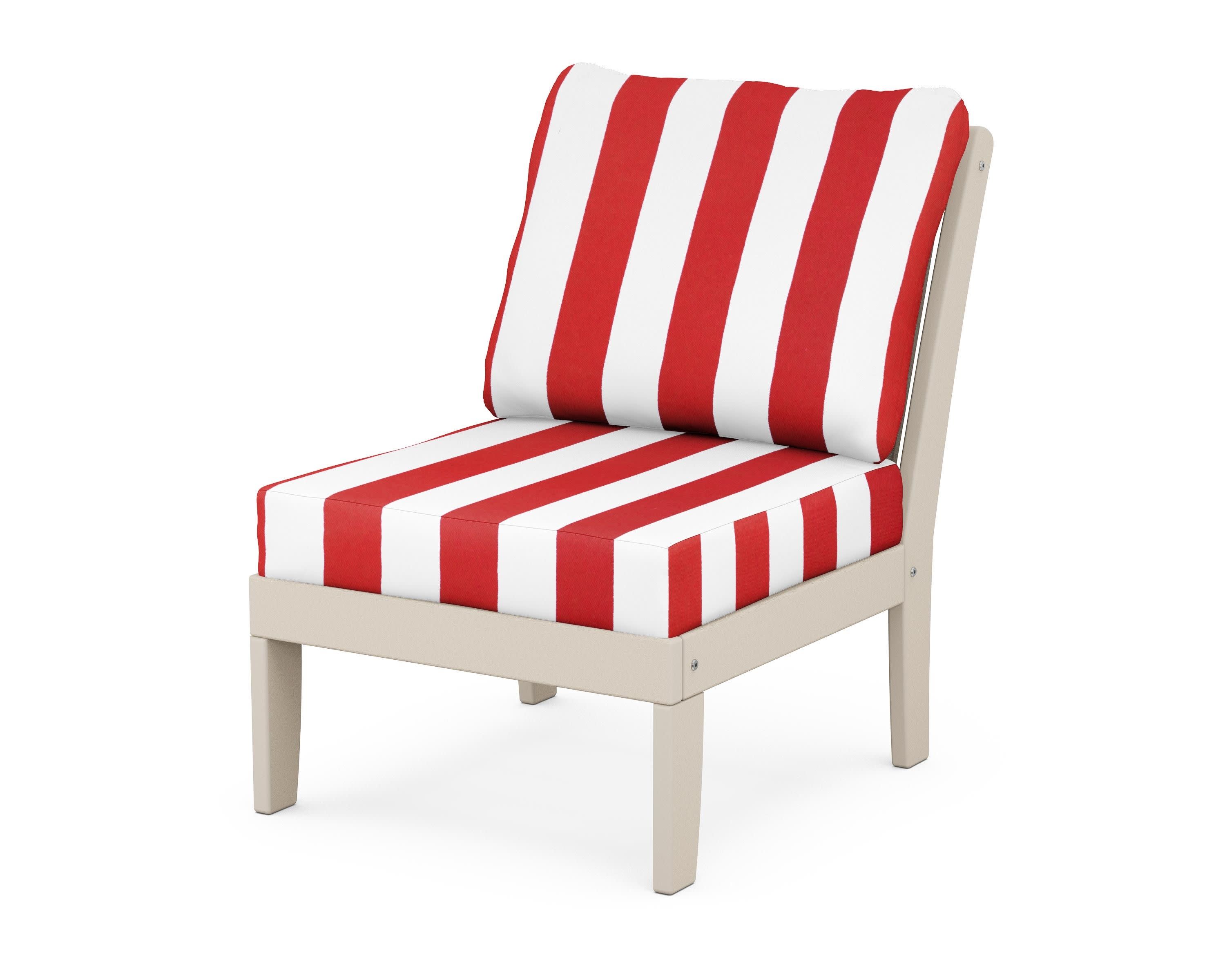 Braxton Modular Armless Chair in Sand / Cabana Stripe Crimson