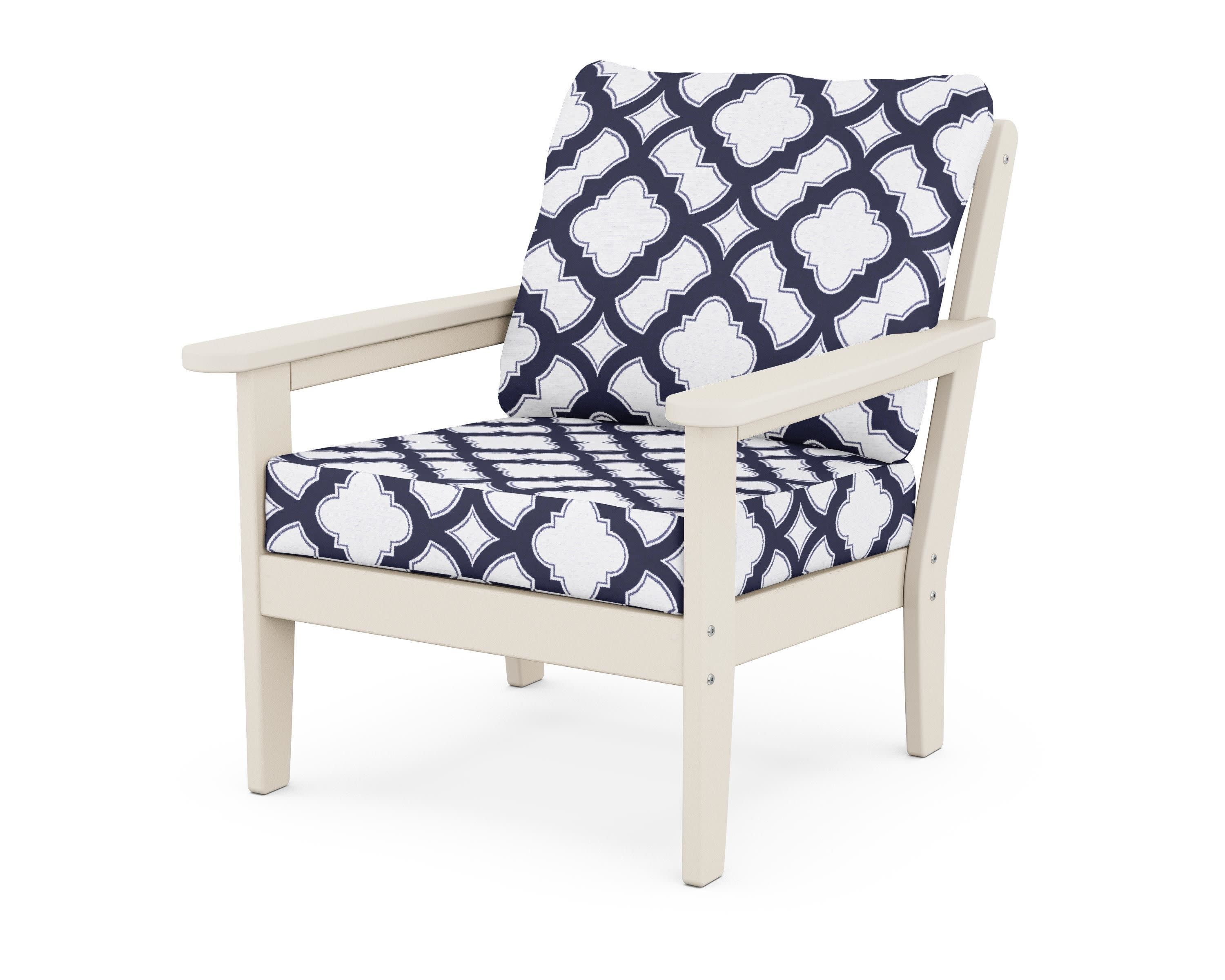 Cottage Deep Seating Chair in Sand / Trellis Navy