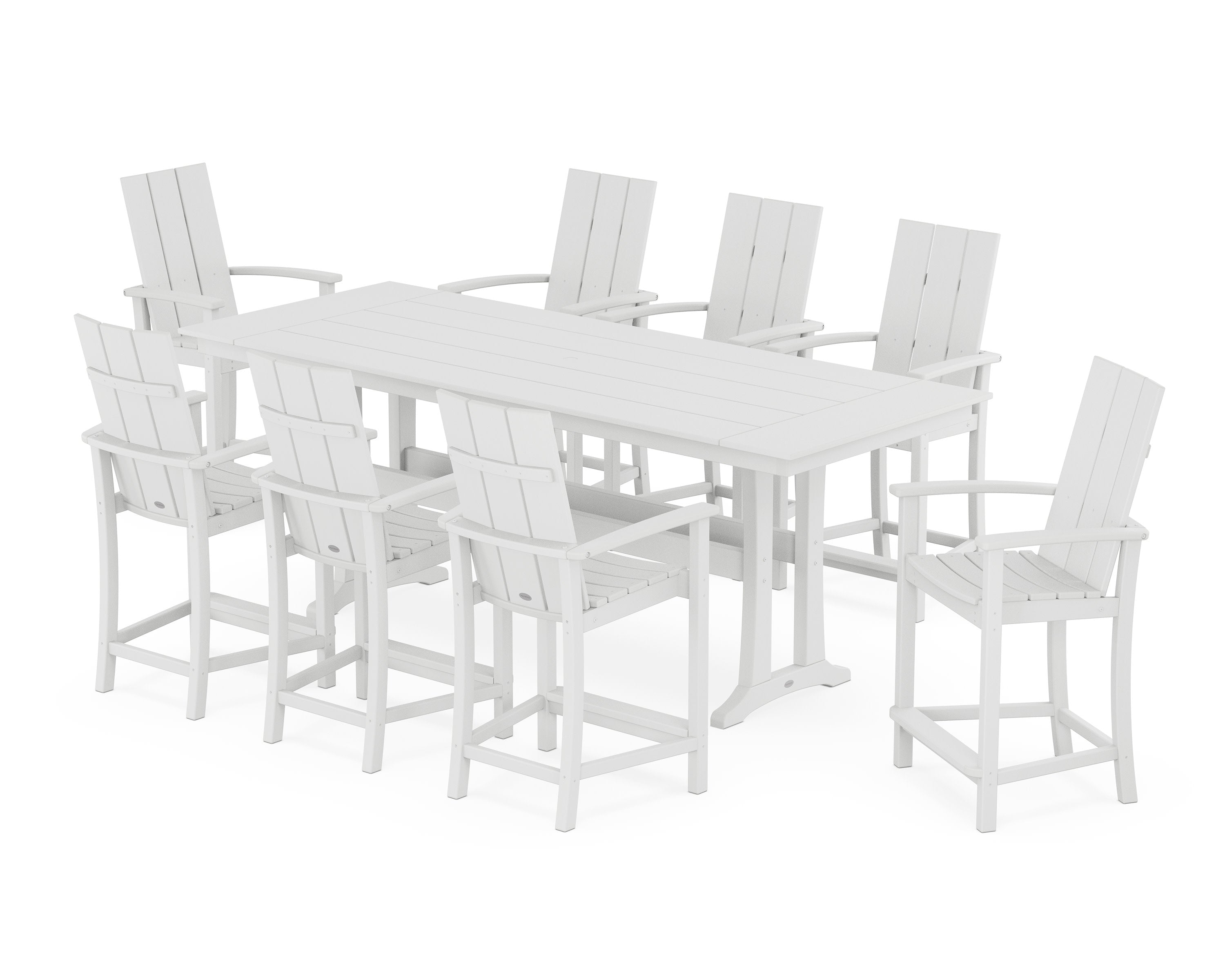 Modern Adirondack 9-Piece Farmhouse Counter Set with Trestle Legs in White