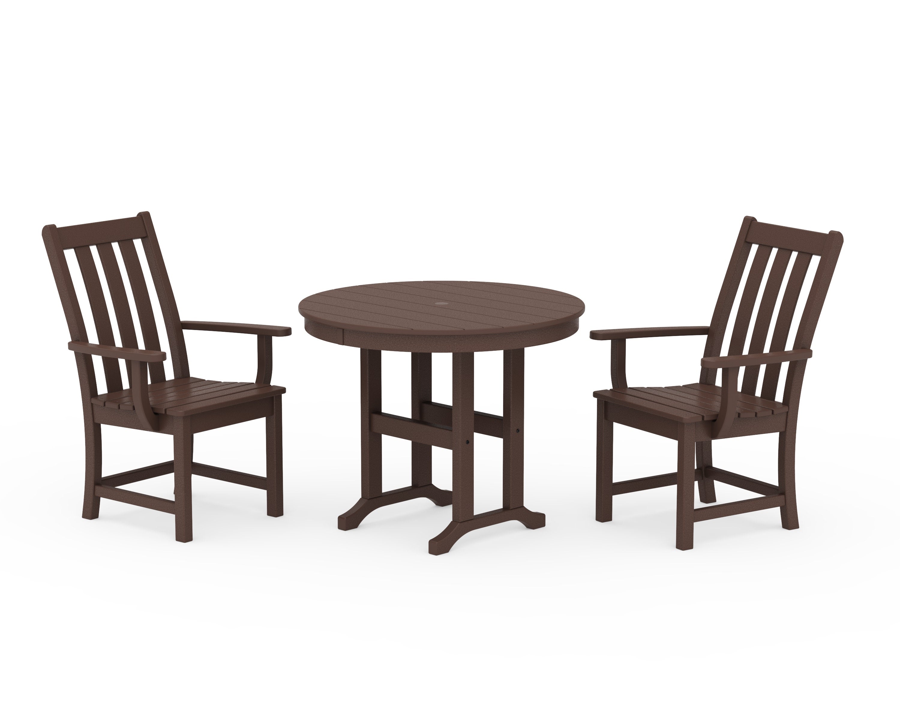 Vineyard 3-Piece Round Dining Set in Mahogany