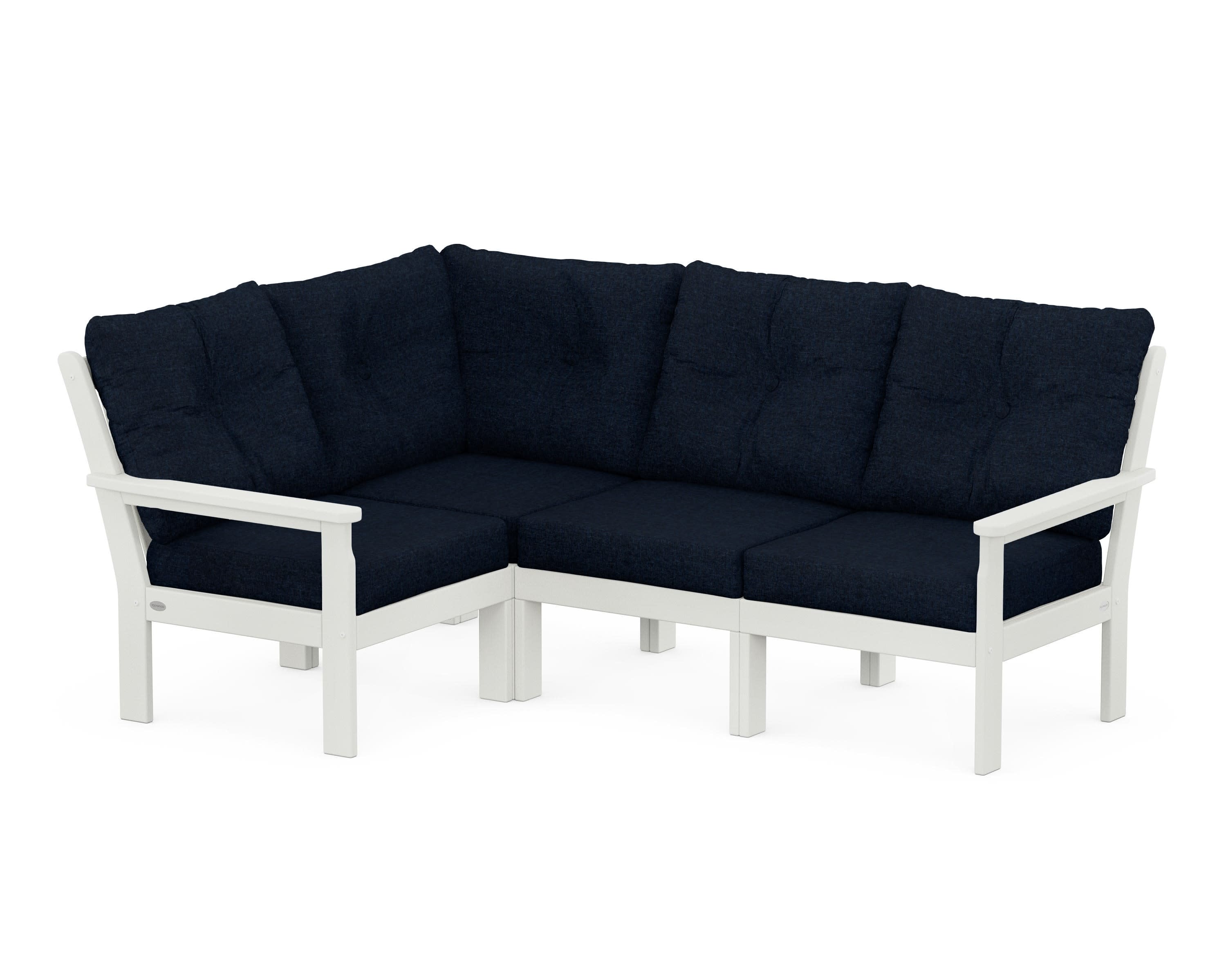 Vineyard 4-Piece Sectional in Vintage White / Marine Indigo
