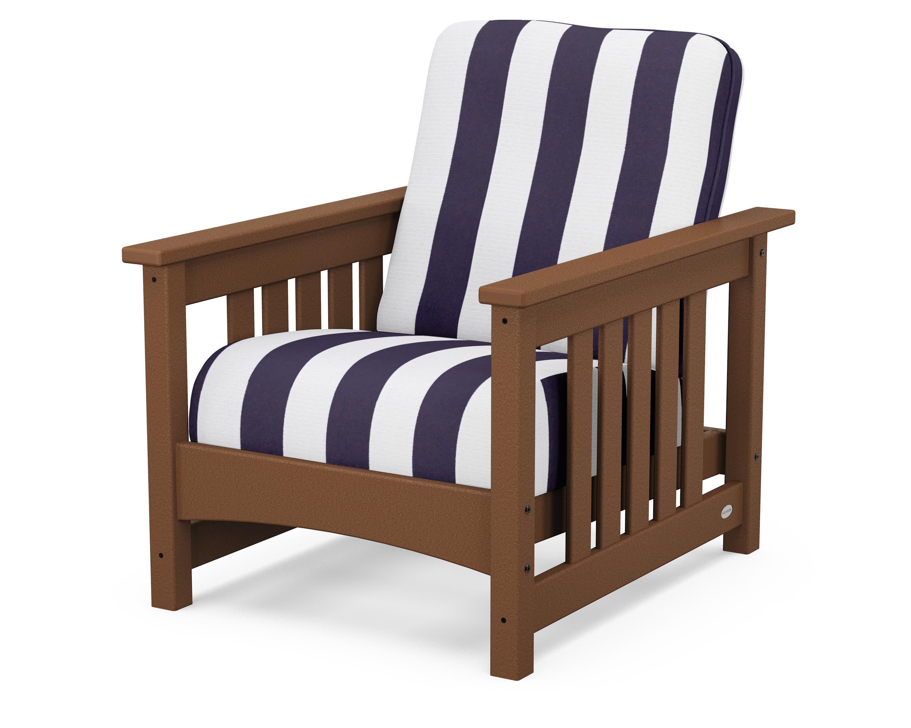 Club Mission Chair in Teak / Cabana Stripe Navy
